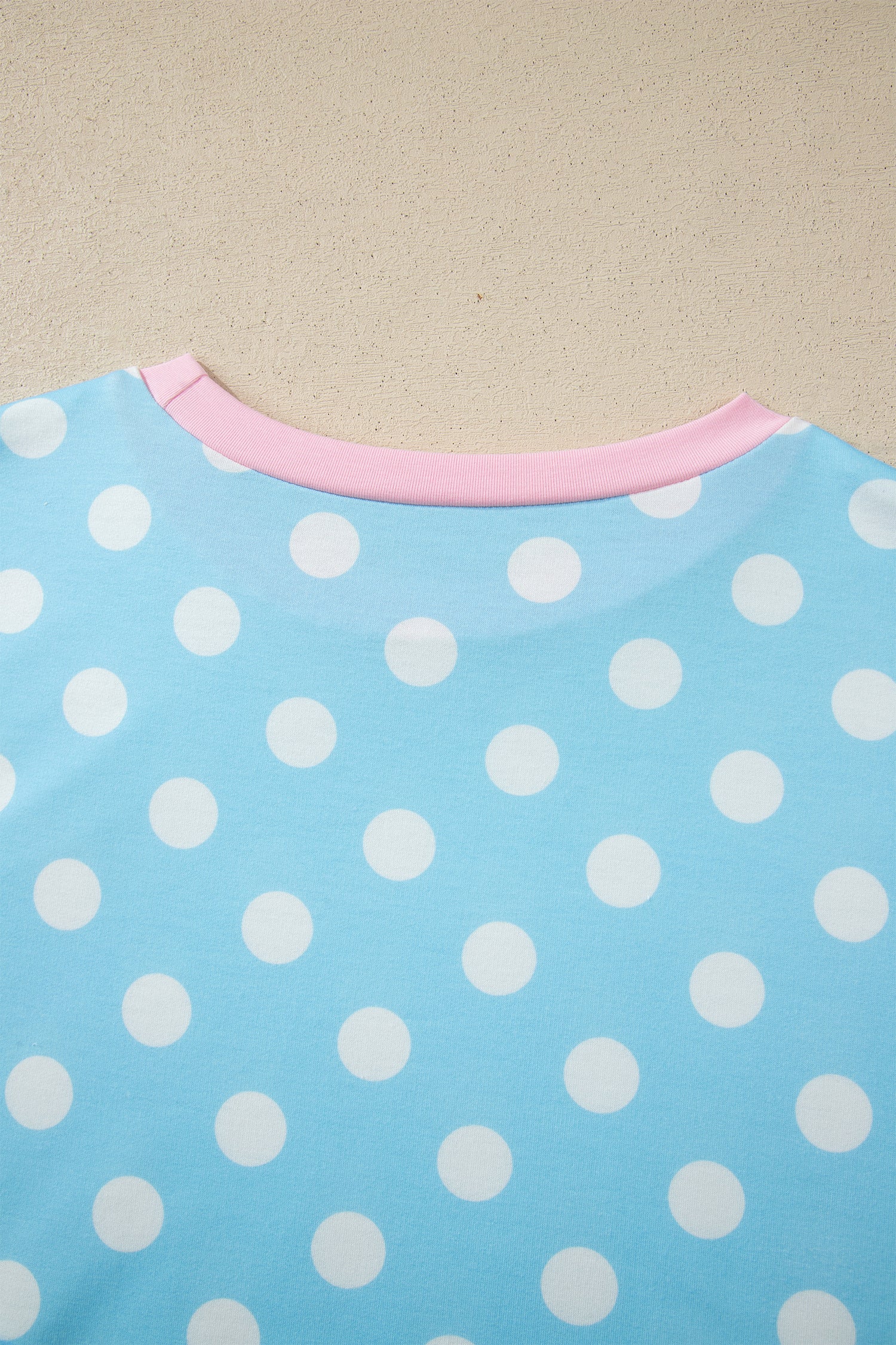Sky Blue Polka Dot Short Sleeve Top and Pants Set-Two Piece Sets/Pant Sets-[Adult]-[Female]-2022 Online Blue Zone Planet