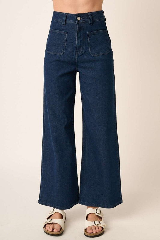 Mittoshop High Waist Wide Leg Jeans-BOTTOMS SIZES SMALL MEDIUM LARGE-[Adult]-[Female]-Indigo-S-2022 Online Blue Zone Planet