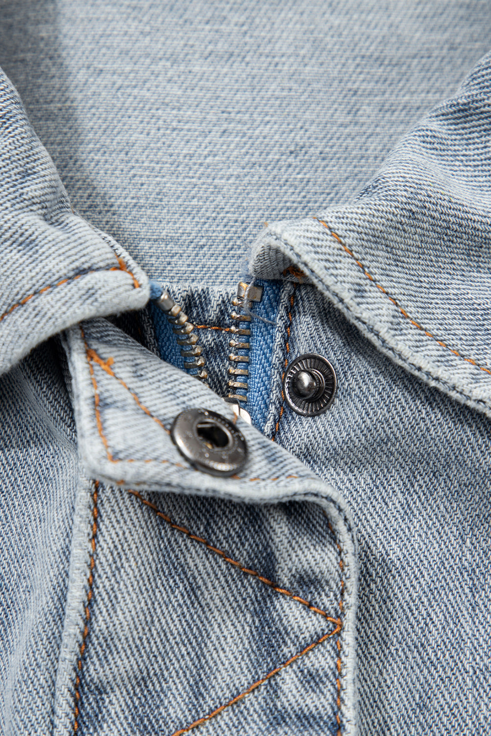 Beau Blue Street Style Zip Up Washed Denim Jacket-Outerwear/Denim jackets-[Adult]-[Female]-2022 Online Blue Zone Planet