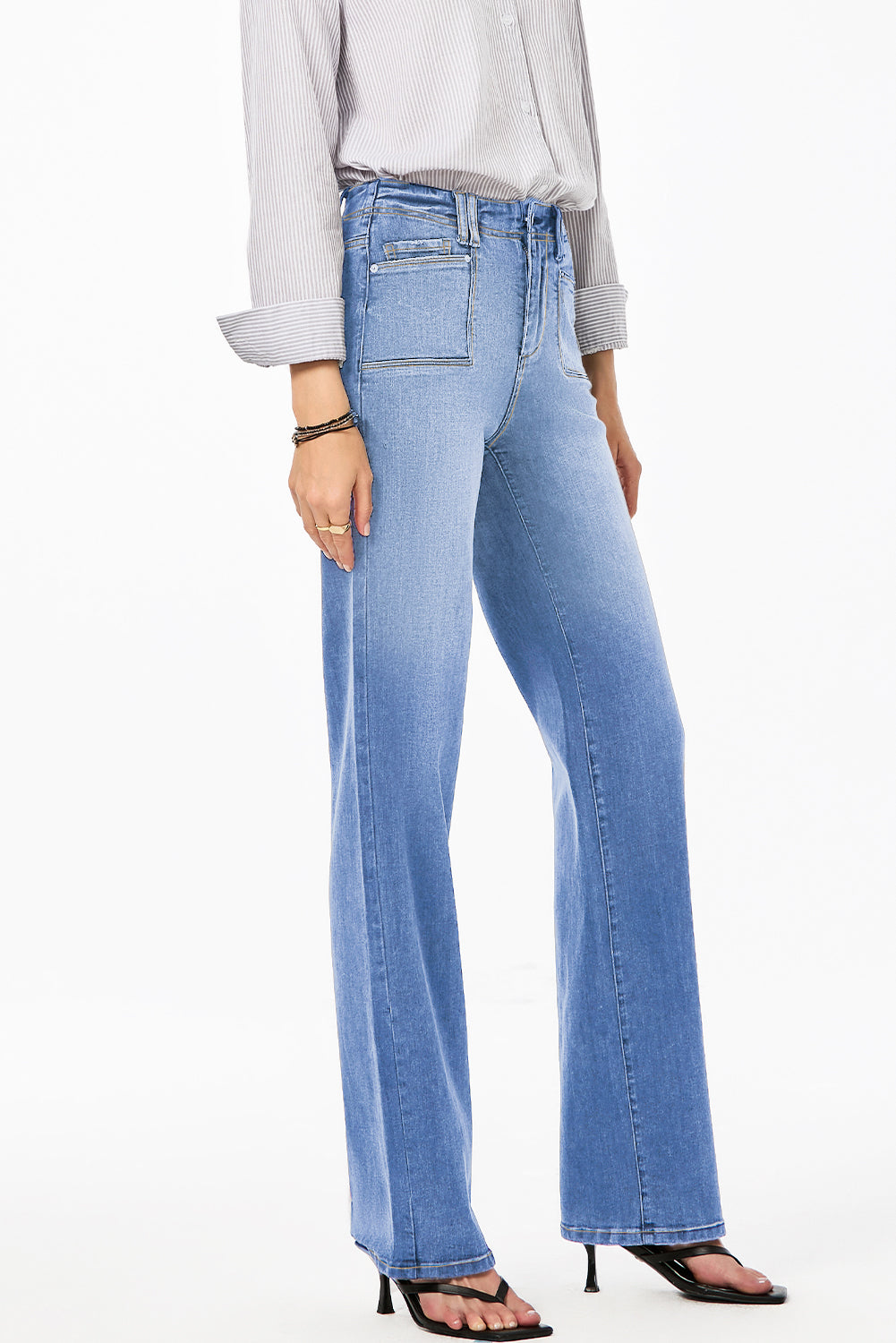Dusk Blue Loose Straight Leg Cropped High Waist Jeans-Bottoms/Jeans-[Adult]-[Female]-2022 Online Blue Zone Planet