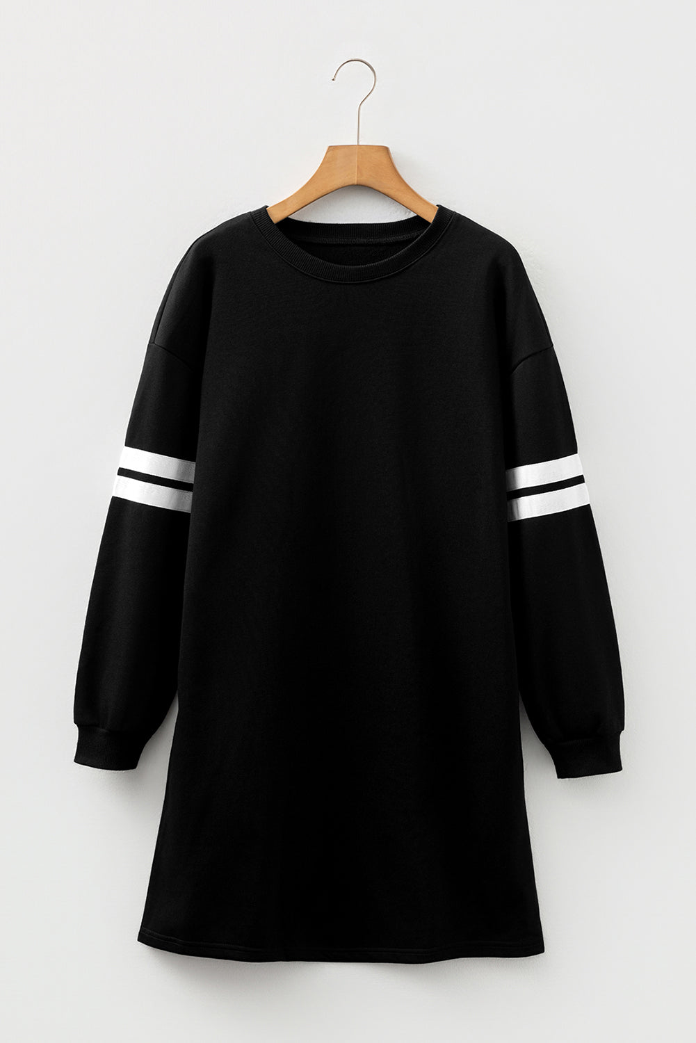 Orange Varsity Contrast Banded Sleeve Shift Sweatshirt Dress-TOPS / DRESSES-[Adult]-[Female]-2022 Online Blue Zone Planet