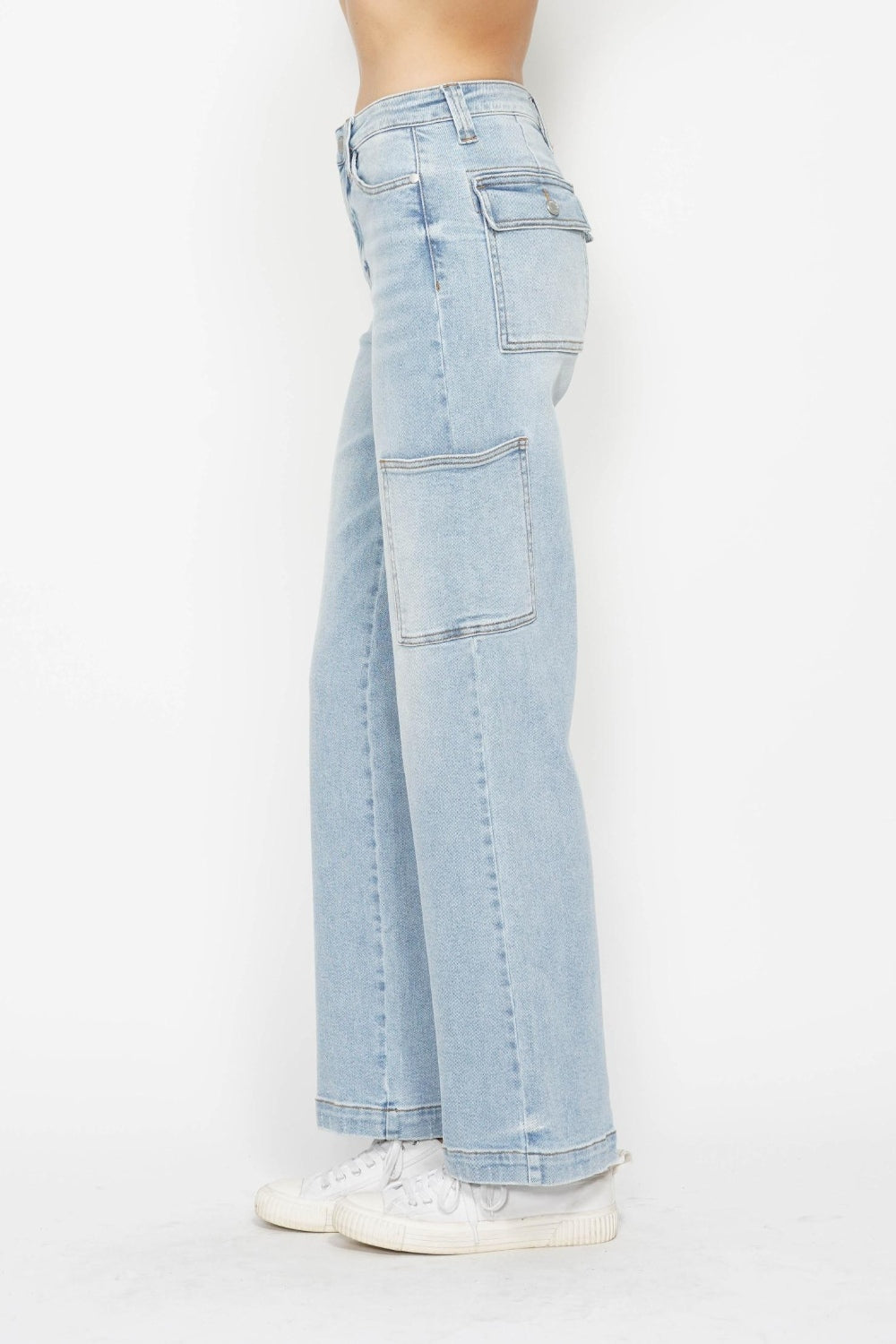 Blue Zone Planet | Judy Blue Full Size High Waist Straight Cargo Jeans-TOPS / DRESSES-[Adult]-[Female]-2022 Online Blue Zone Planet