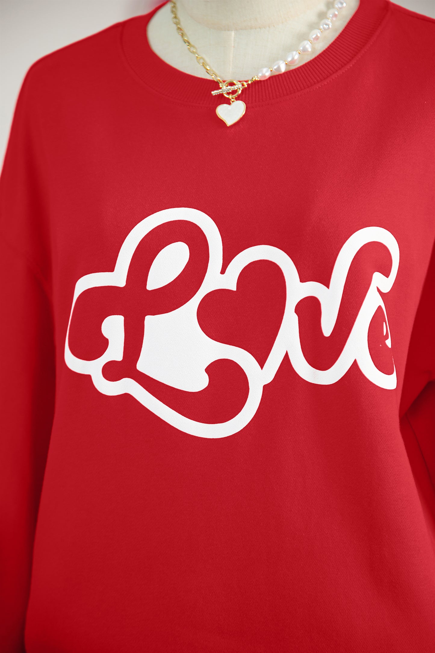 Red Love Letter Printed Casual Sweatshirt-Graphic Sweatshirts-[Adult]-[Female]-2022 Online Blue Zone Planet