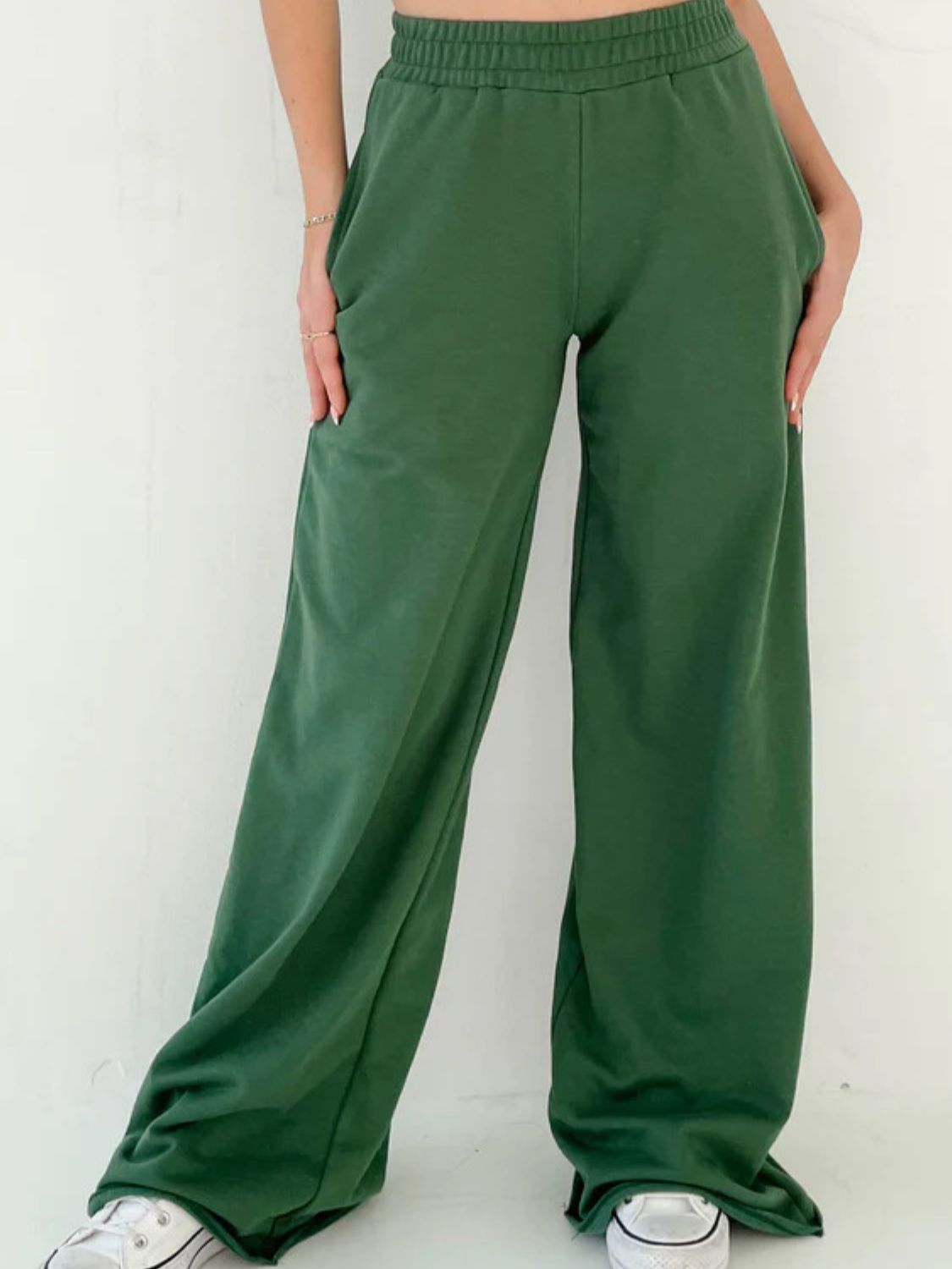 Blue Zone Planet | Elastic Waist Wide Leg Pants-BOTTOMS SIZES SMALL MEDIUM LARGE-[Adult]-[Female]-2022 Online Blue Zone Planet