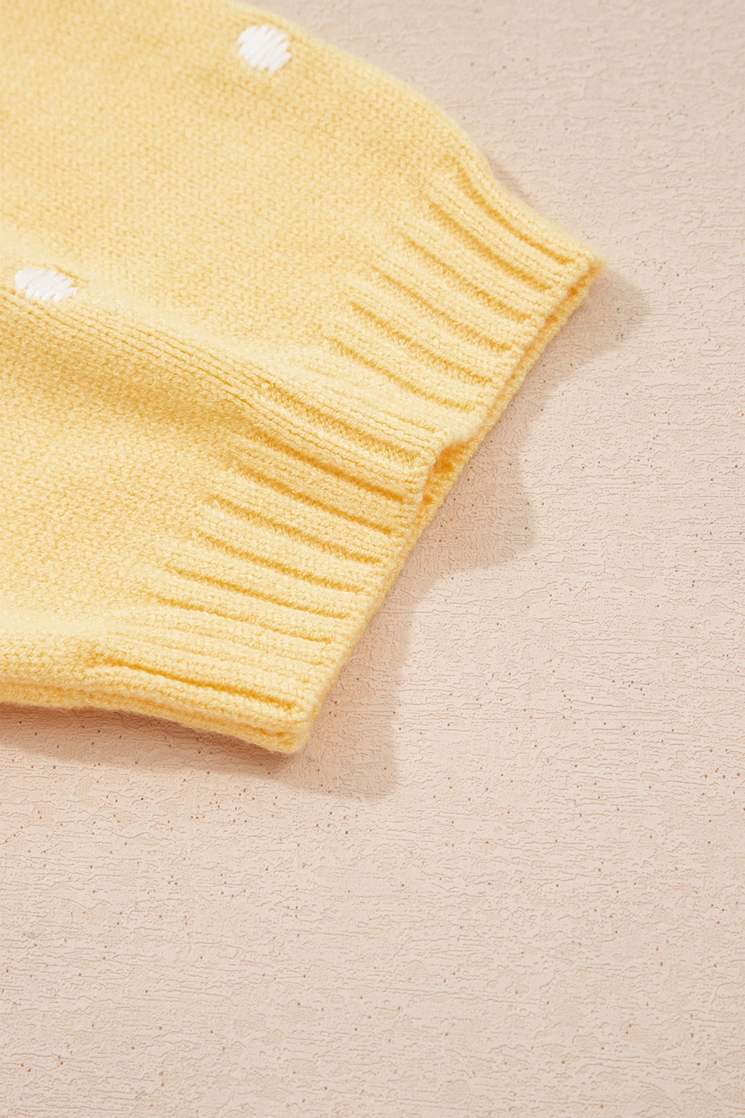 Yellow Cream Elegant Polka Dot Bubble Short Sleeve Sweater-TOPS / DRESSES-[Adult]-[Female]-2022 Online Blue Zone Planet