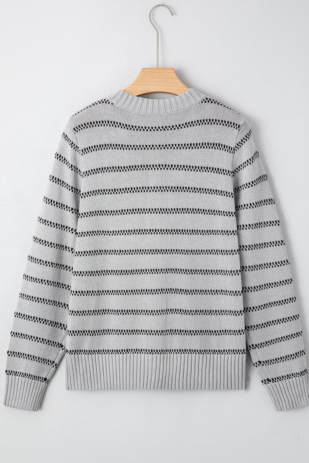Gray Stripe Button Front Ribbed Trim Short Cardigan-Sweaters & Cardigans/Cardigans-[Adult]-[Female]-2022 Online Blue Zone Planet