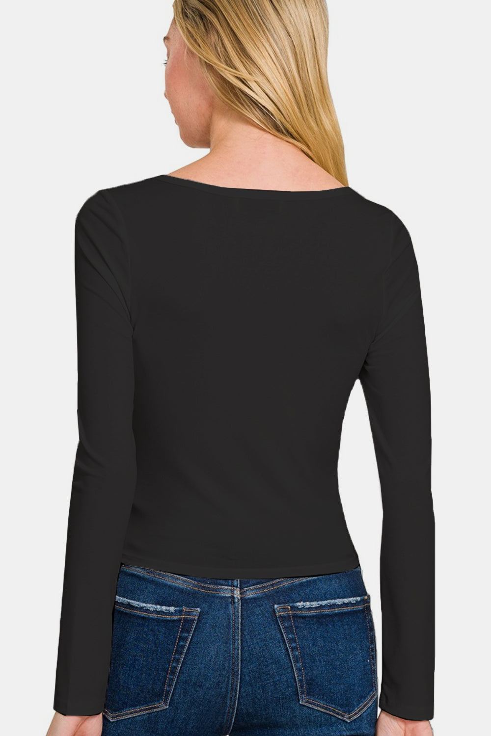 Zenana Square Neck Fitted Long Sleeve T-Shirt-TOPS / DRESSES-[Adult]-[Female]-2022 Online Blue Zone Planet