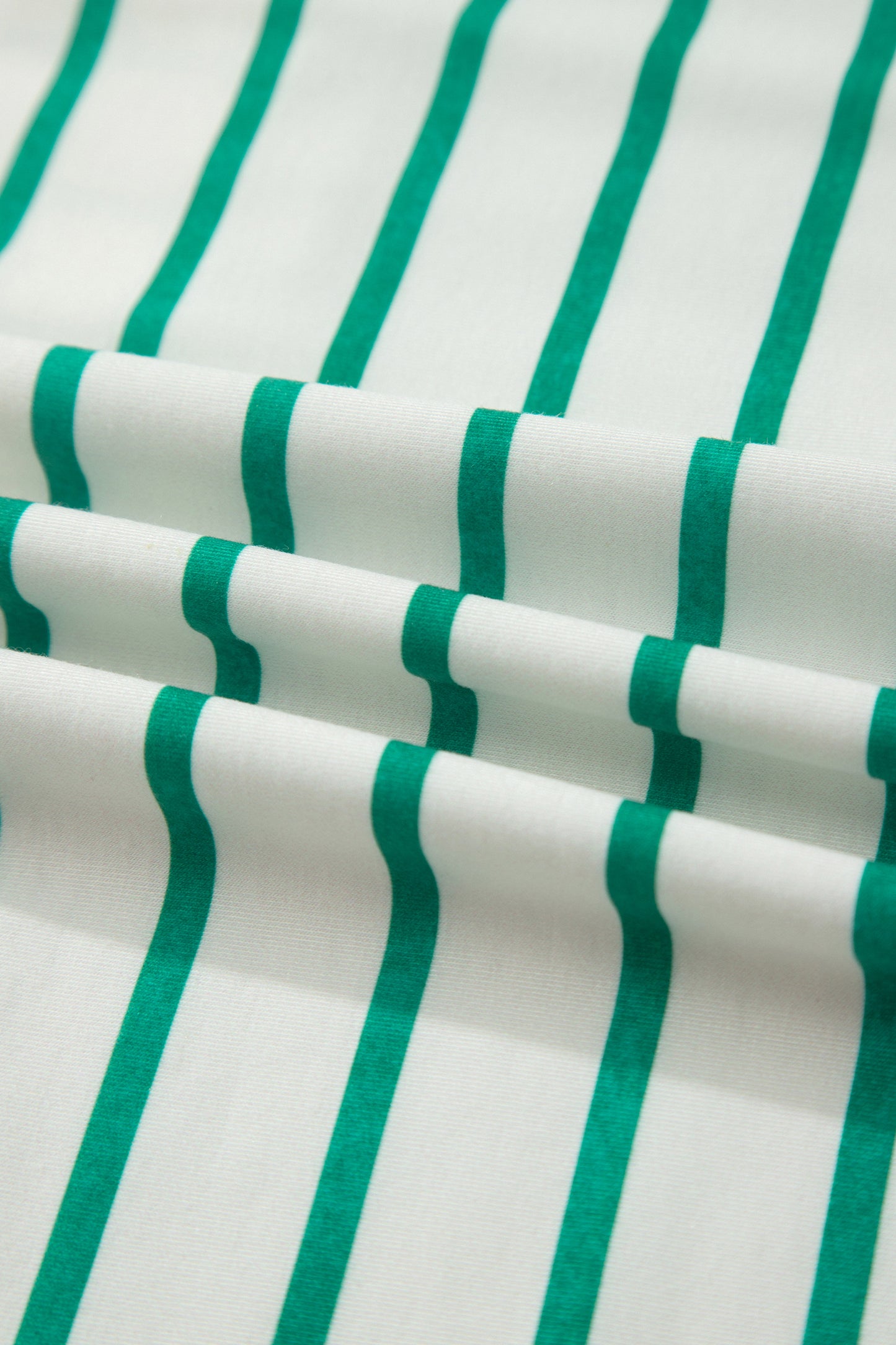 Green Stripe Colorblock 3/4 Sleeve Loose T Shirt-Tops/Tops & Tees-[Adult]-[Female]-2022 Online Blue Zone Planet