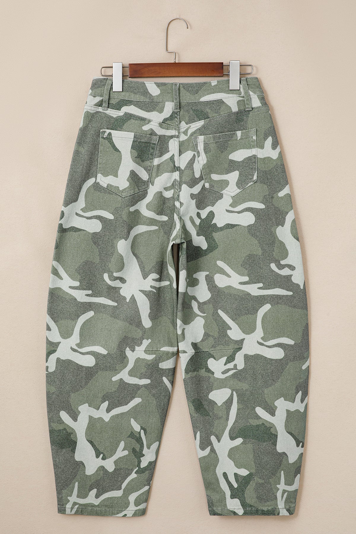 Green Camo Print Button Fly Straight Leg Ankle Length Jeans-Bottoms/Jeans-[Adult]-[Female]-2022 Online Blue Zone Planet