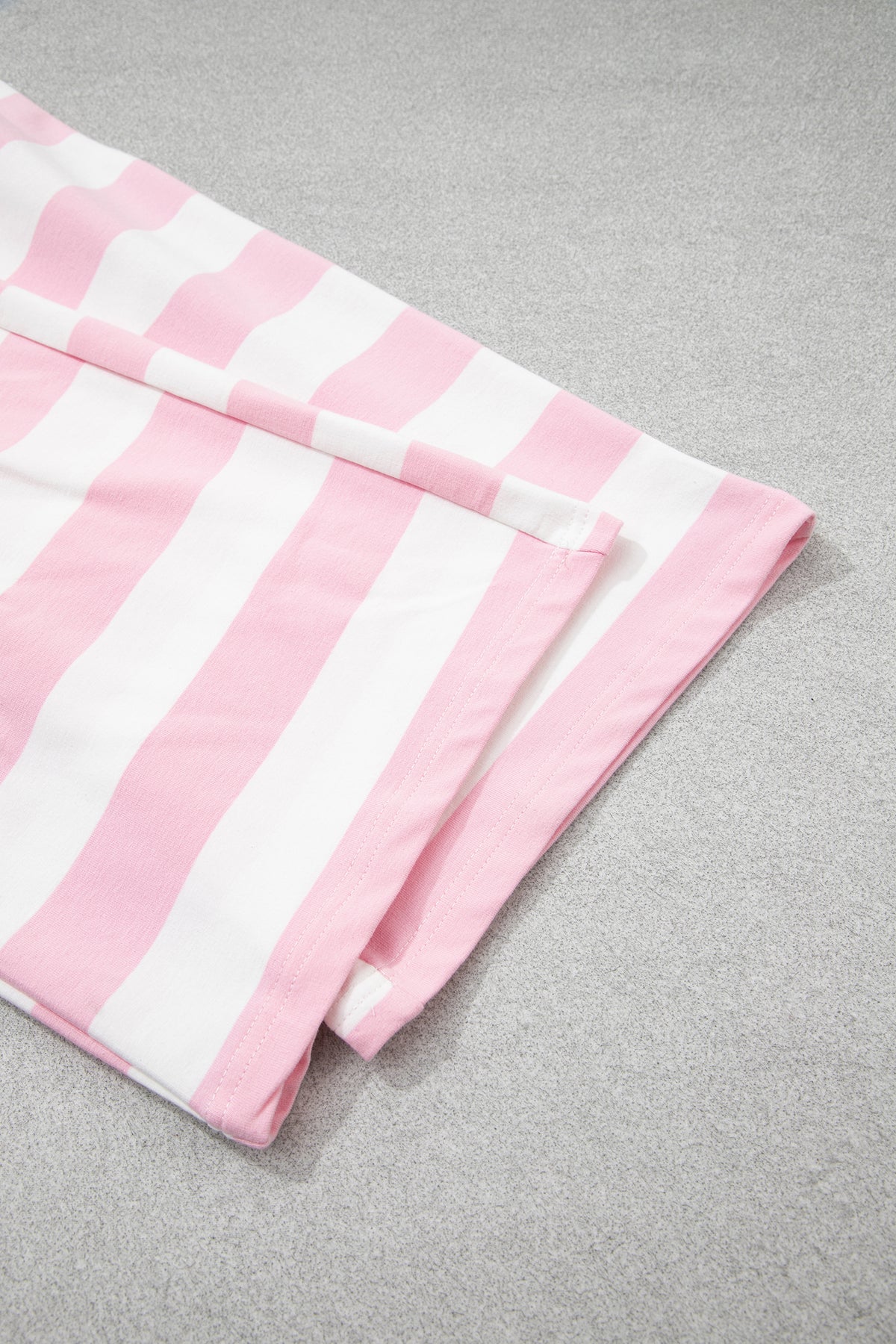 Pink Stripe Color Block Patchwork Zip Long Sleeve Top Elastic Waist Pants Set-Two Piece Sets/Pant Sets-[Adult]-[Female]-2022 Online Blue Zone Planet