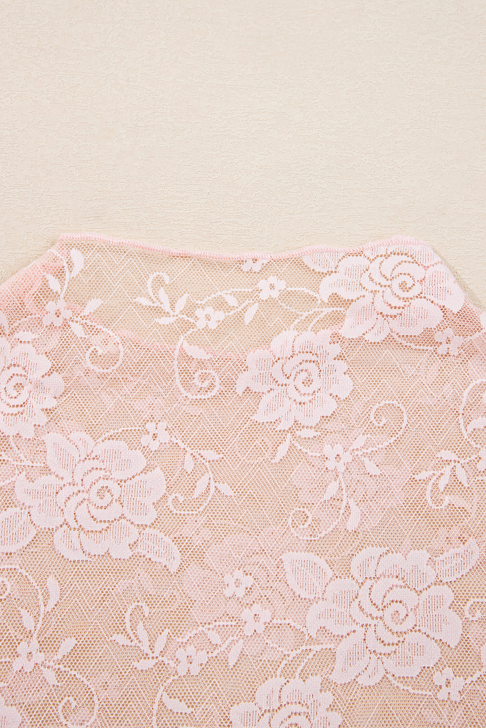 Apricot Pink Sheer Floral Lace Mesh Mock Neck Long Sleeve Top-Tops/Long Sleeve Tops-[Adult]-[Female]-2022 Online Blue Zone Planet