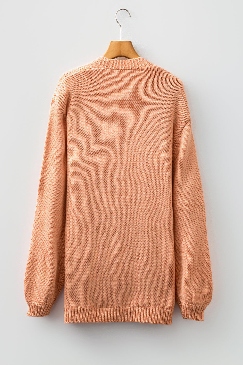 Straw Yellow Pumpkin Tree Print Open Front Drop Shoulder Midi Cardigan-Sweaters & Cardigans/Cardigans-[Adult]-[Female]-2022 Online Blue Zone Planet