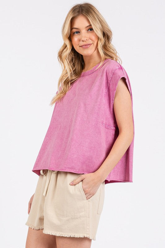 Mittoshop Round Neck Cap Sleeve T-Shirt-TOPS / DRESSES-[Adult]-[Female]-2022 Online Blue Zone Planet