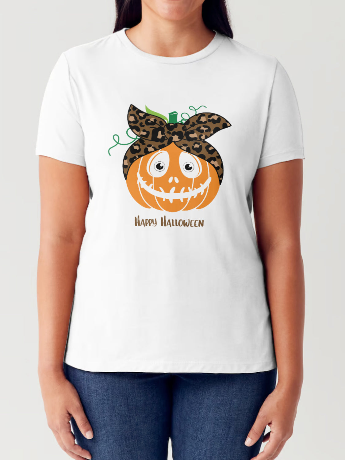 Simply Love Full Size HAPPY HALLOWEEN Pumpkin Graphic Short Sleeve Tubular T-Shirt-TOPS / DRESSES-[Adult]-[Female]-White-S-2022 Online Blue Zone Planet