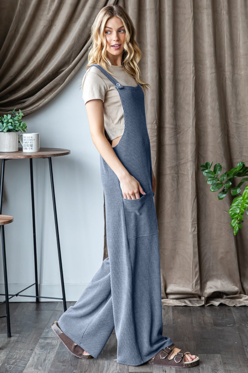 Heimish Full Size Ribbed Front Pocket Sleeveless Jumpsuit-TOPS / DRESSES-[Adult]-[Female]-2022 Online Blue Zone Planet