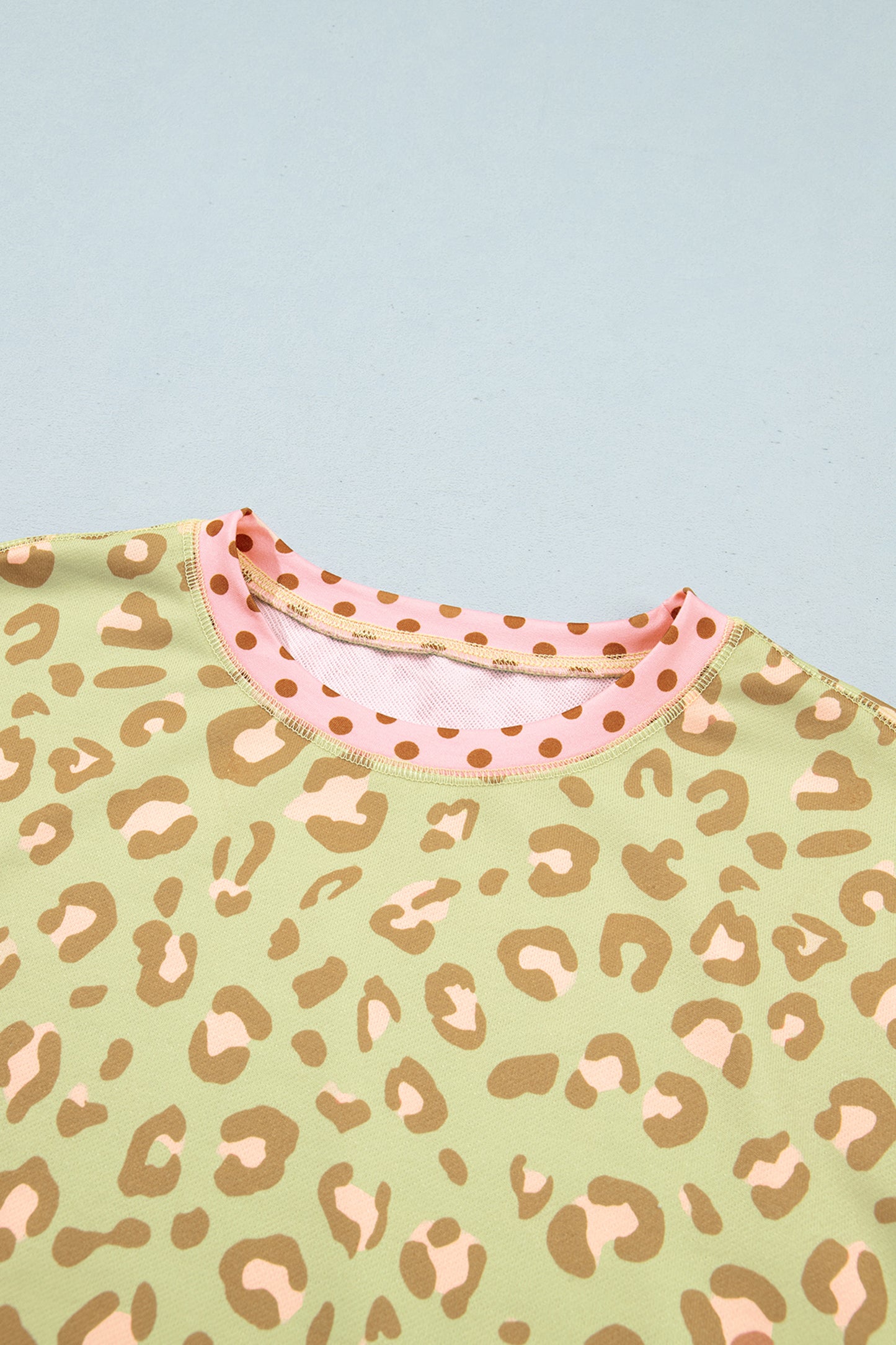 Pink Leopard Polka Dot Colorblock Trim Long Sleeve Top-Tops/Long Sleeve Tops-[Adult]-[Female]-2022 Online Blue Zone Planet
