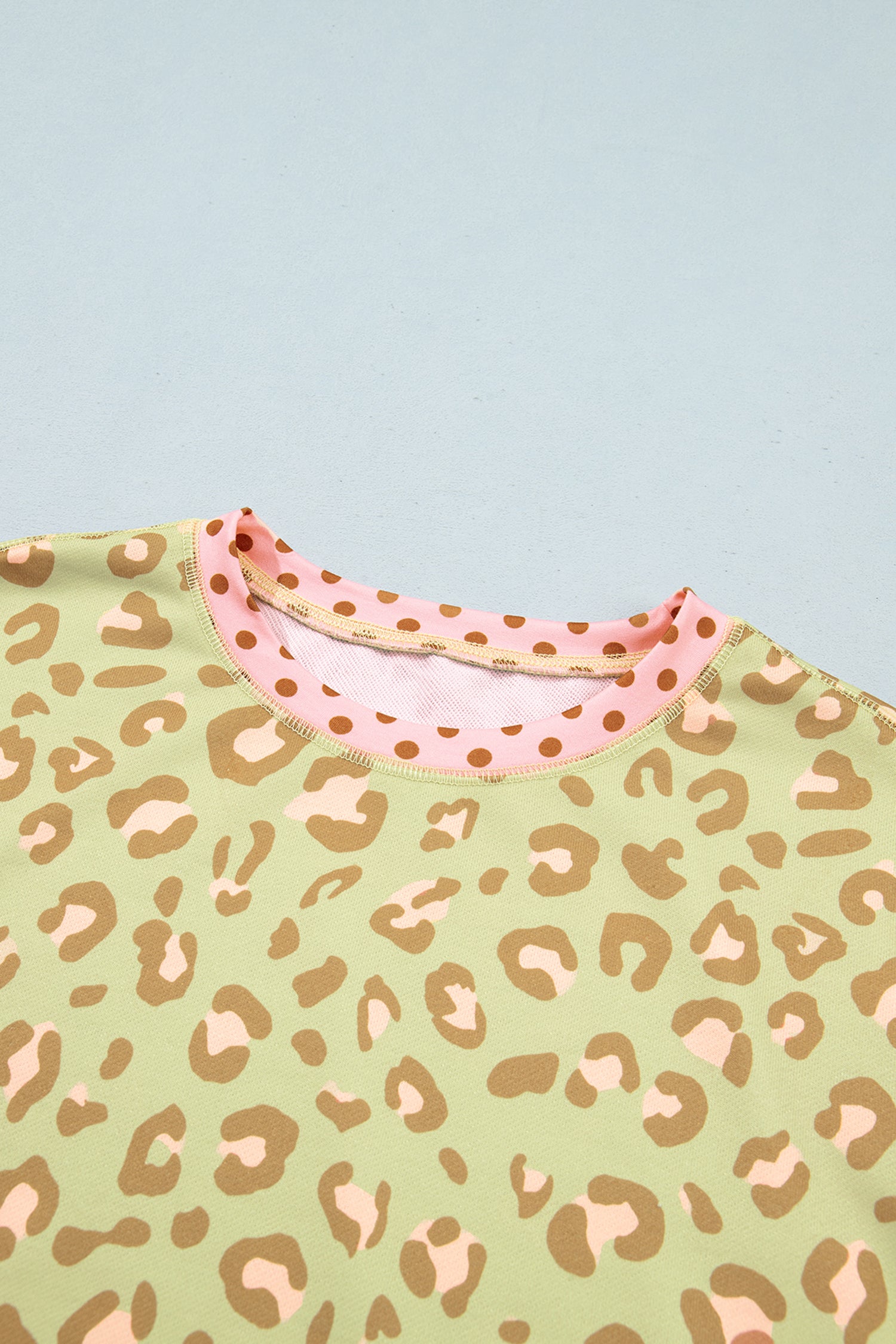 Pink Leopard Polka Dot Colorblock Trim Long Sleeve Top-Tops/Long Sleeve Tops-[Adult]-[Female]-2022 Online Blue Zone Planet