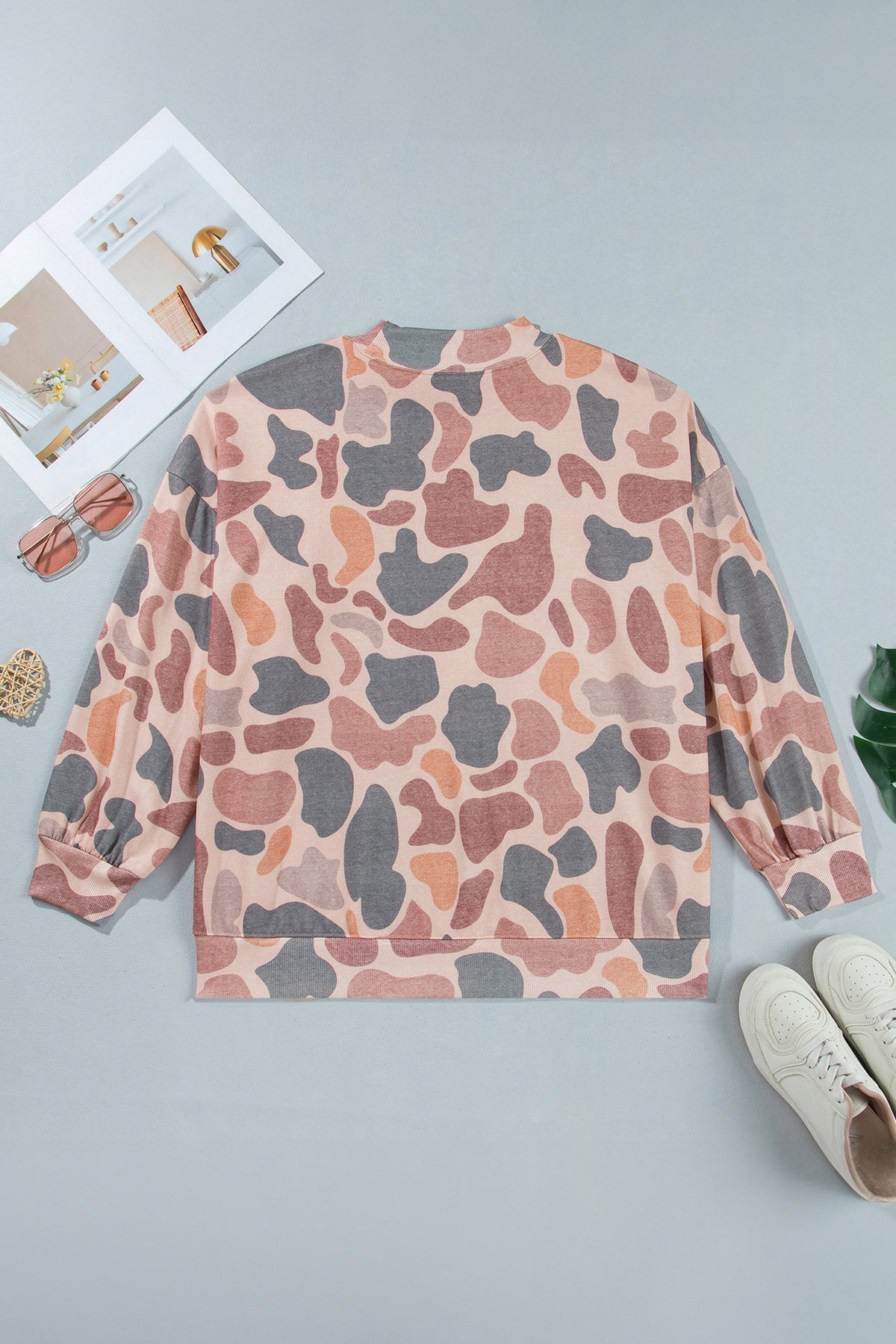Multicolour Camouflage Western Graphic Plus Size Sweatshirt-Plus Size/Plus Size Sweatshirts & Hoodies-[Adult]-[Female]-2022 Online Blue Zone Planet