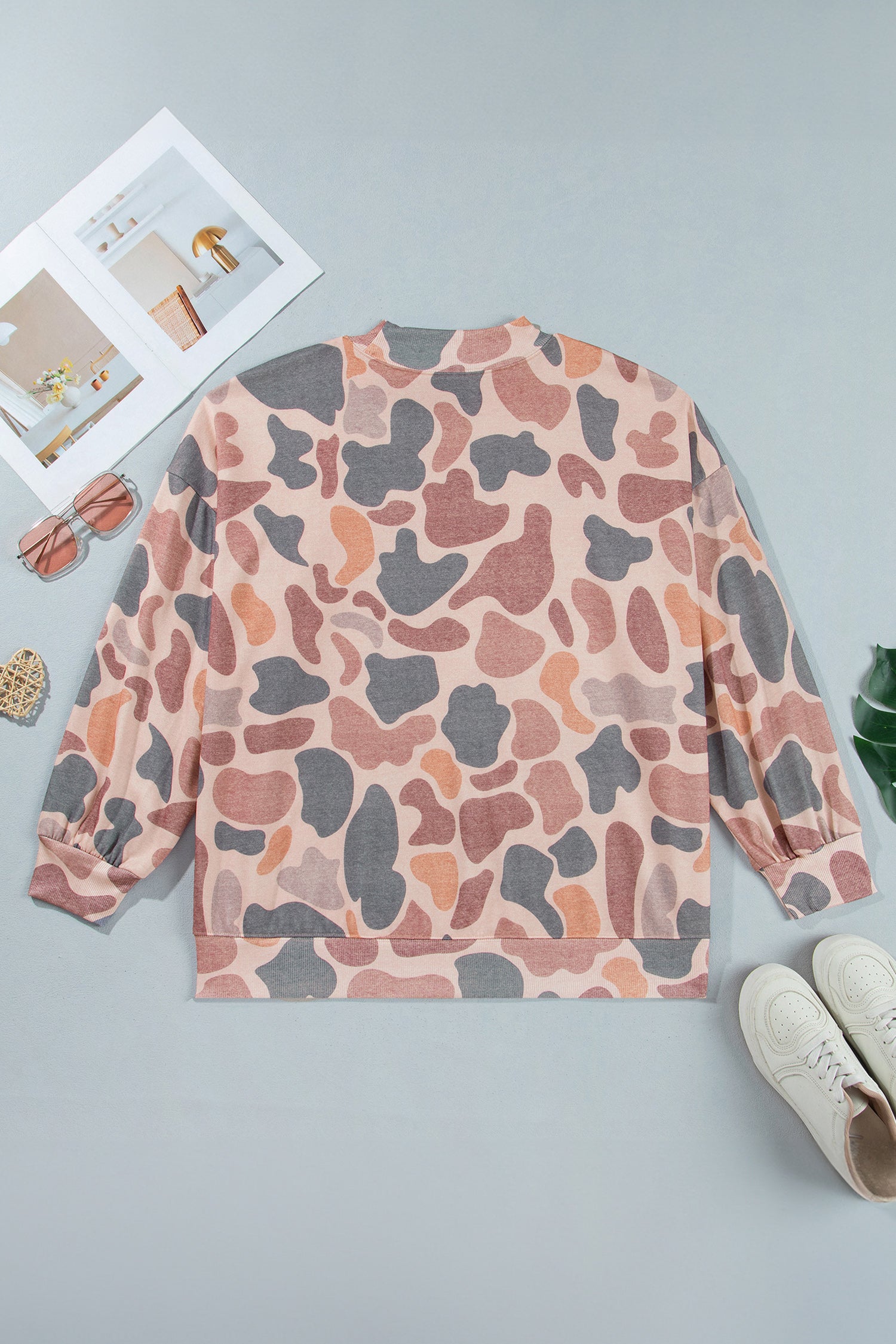 Multicolour Camouflage Western Graphic Plus Size Sweatshirt-Plus Size/Plus Size Sweatshirts & Hoodies-[Adult]-[Female]-2022 Online Blue Zone Planet