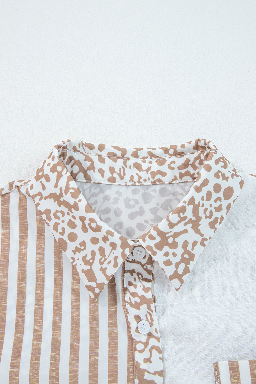 Khaki Leopard Striped Western Casual Shirt-Tops/Blouses & Shirts-[Adult]-[Female]-2022 Online Blue Zone Planet