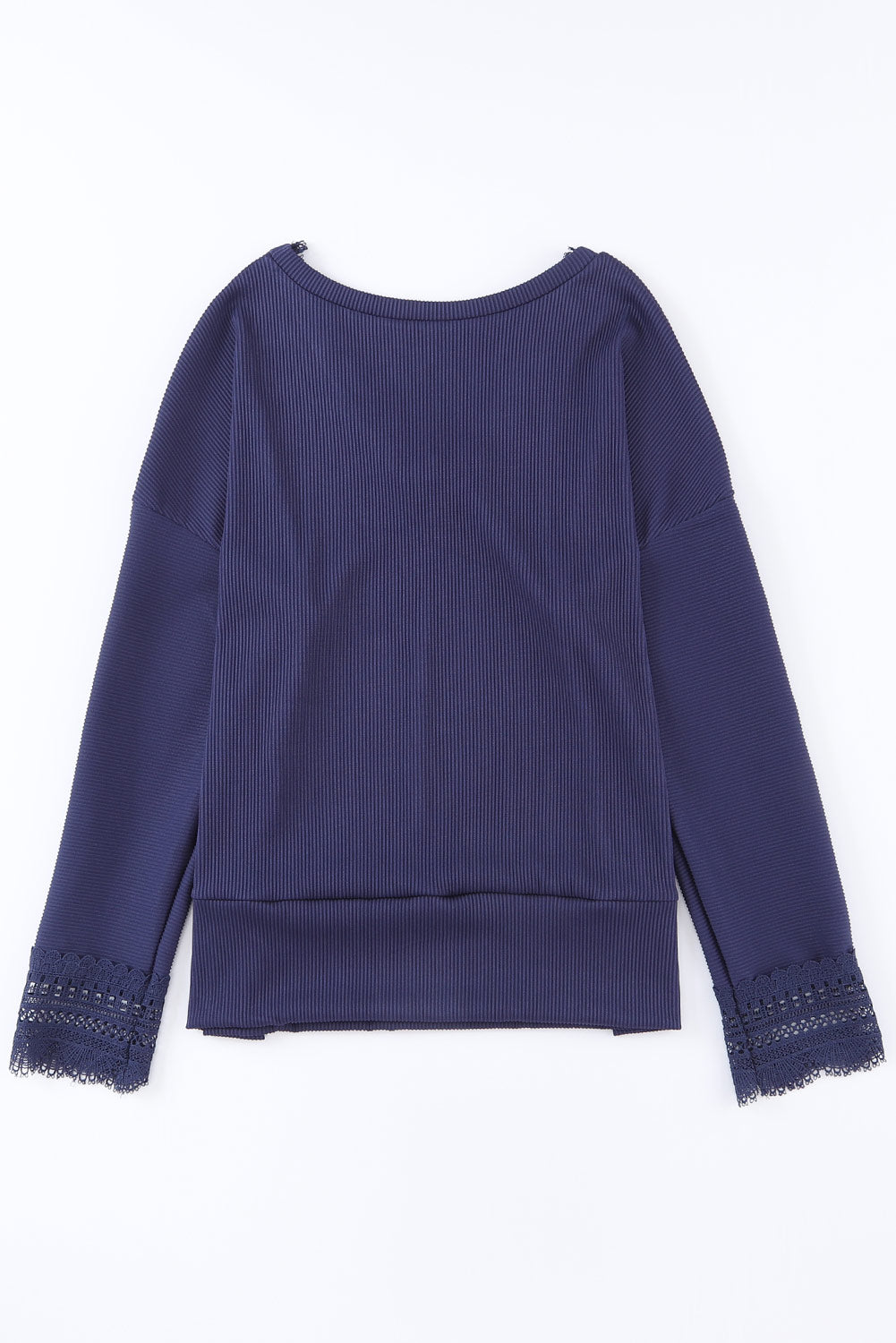 Lace Detail V-Neck Long Sleeve T-Shirt-TOPS / DRESSES-[Adult]-[Female]-2022 Online Blue Zone Planet