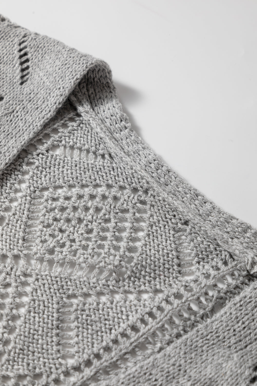 Gray Hollow-out Openwork Knit Cardigan-Sweaters & Cardigans/Cardigans-[Adult]-[Female]-2022 Online Blue Zone Planet
