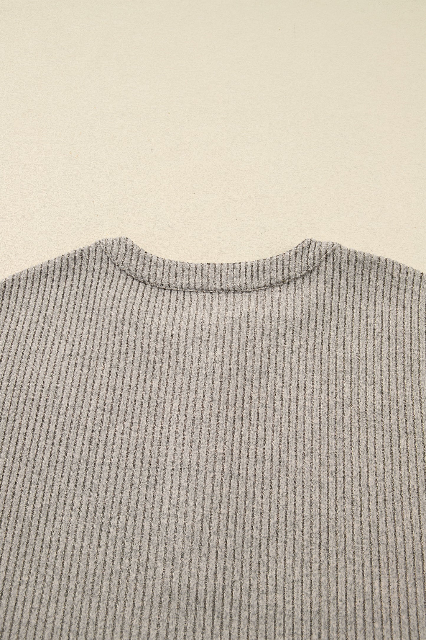 Simply Taupe Plus Size Ribbed Knit Kangaroo Pocket Henley Long Sleeve Top-Plus Size/Plus Size Tops/Plus Size Long Sleeve Tops-[Adult]-[Female]-2022 Online Blue Zone Planet