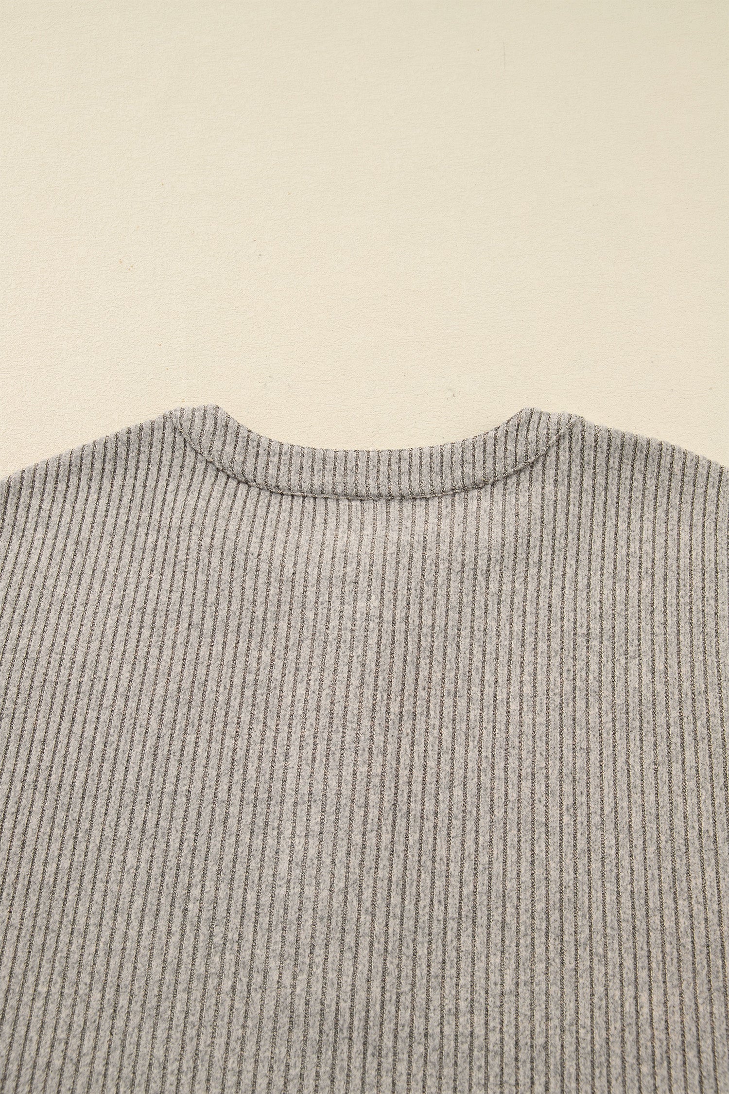 Simply Taupe Plus Size Ribbed Knit Kangaroo Pocket Henley Long Sleeve Top-Plus Size/Plus Size Tops/Plus Size Long Sleeve Tops-[Adult]-[Female]-2022 Online Blue Zone Planet