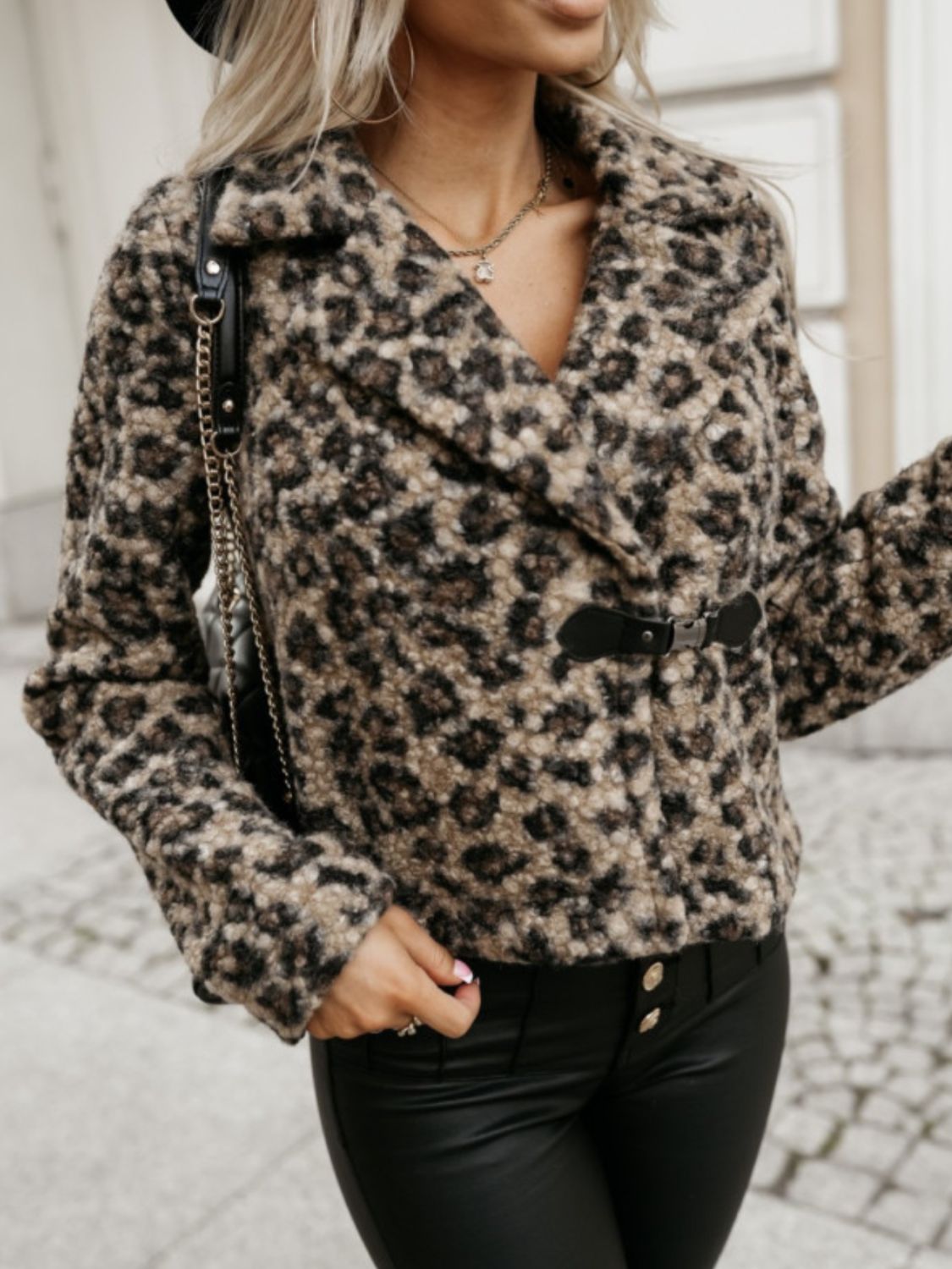 Blue Zone Planet | Fuzzy Animal Print Collared Neck Coat-TOPS / DRESSES-[Adult]-[Female]-Leopard-S-2022 Online Blue Zone Planet