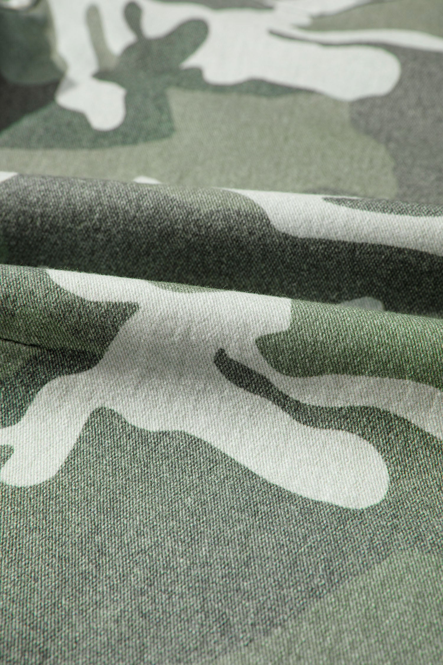 Green Camo Print Button Fly Straight Leg Ankle Length Jeans-Bottoms/Jeans-[Adult]-[Female]-2022 Online Blue Zone Planet