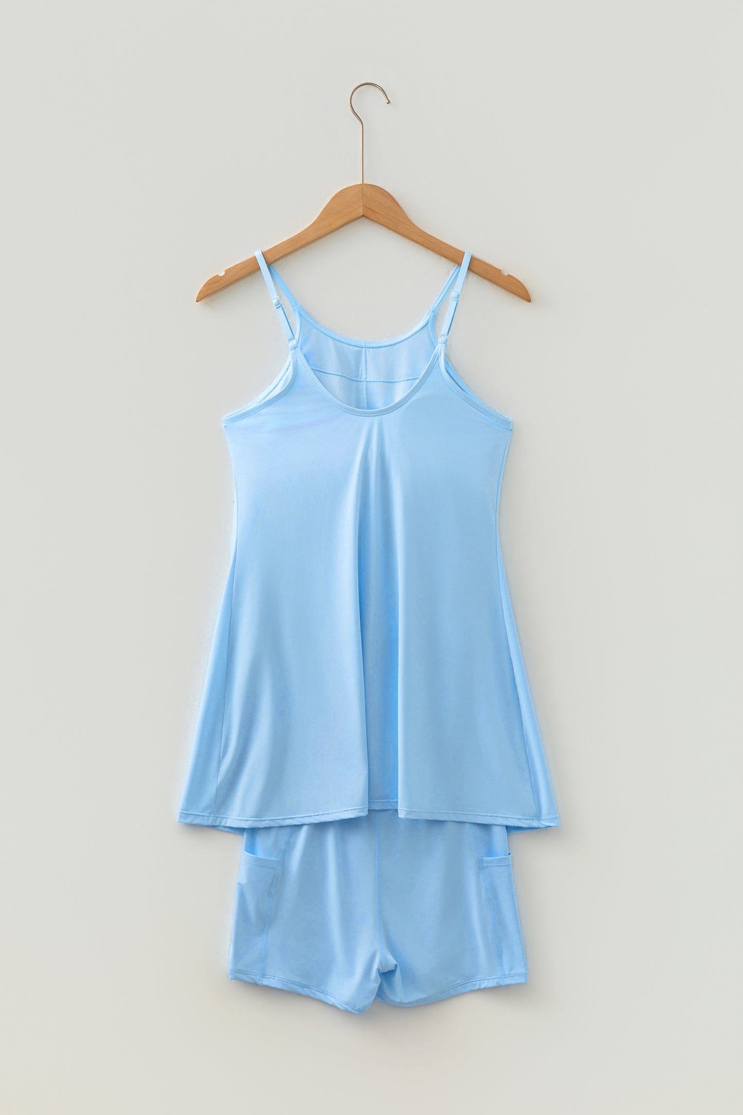 Pink Solid Color Tunic Tank Dress Athletic Shorts Two Piece Set-TOPS / DRESSES-[Adult]-[Female]-2022 Online Blue Zone Planet