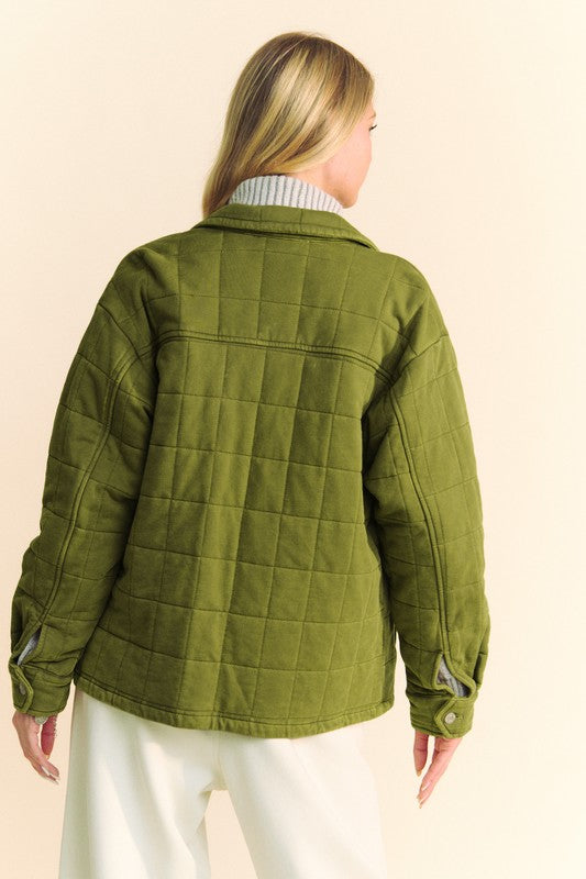 Davi & Dani Quilted Button Down Shacket with Chest Pockets-TOPS / DRESSES-[Adult]-[Female]-2022 Online Blue Zone Planet