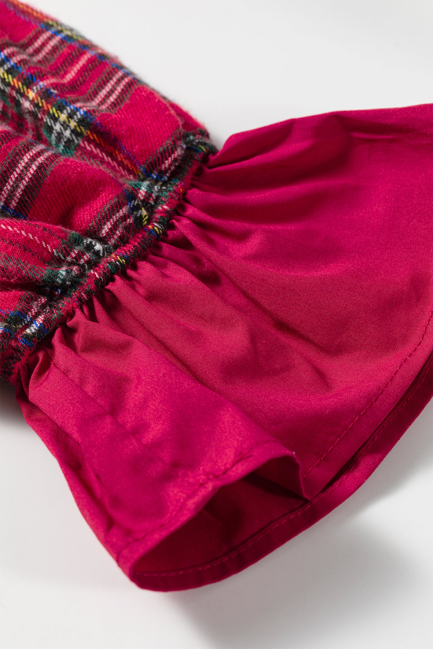 Red Plaid Tie Neck Ruffle Cuffs Long Sleeve Shift Blouse-Tops/Blouses & Shirts-[Adult]-[Female]-2022 Online Blue Zone Planet