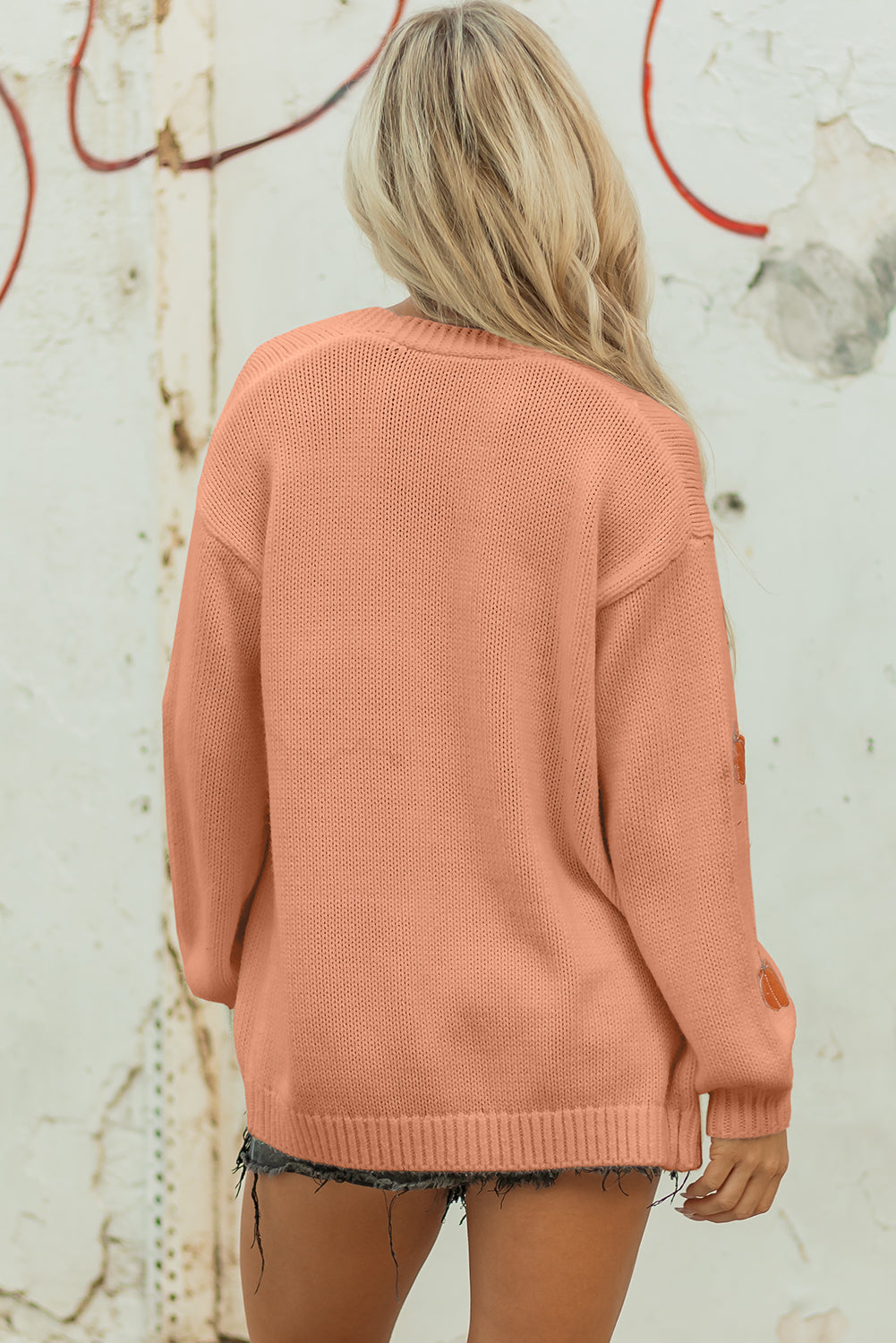 Straw Yellow Pumpkin Tree Print Open Front Drop Shoulder Midi Cardigan-Sweaters & Cardigans/Cardigans-[Adult]-[Female]-2022 Online Blue Zone Planet