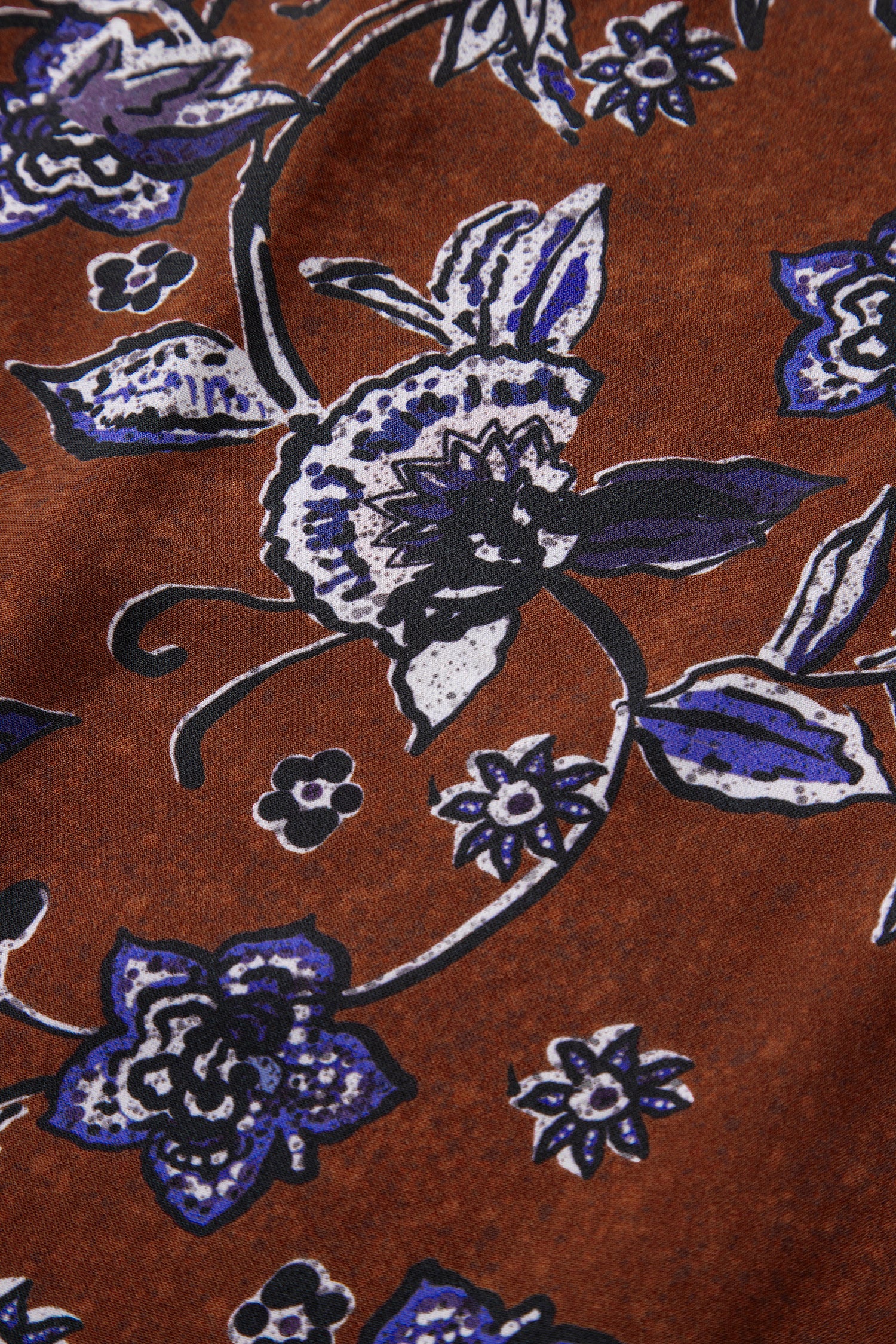 Brown Autumn Floral Print Smocked Cuffs Shift Blouse-Tops/Blouses & Shirts-[Adult]-[Female]-2022 Online Blue Zone Planet