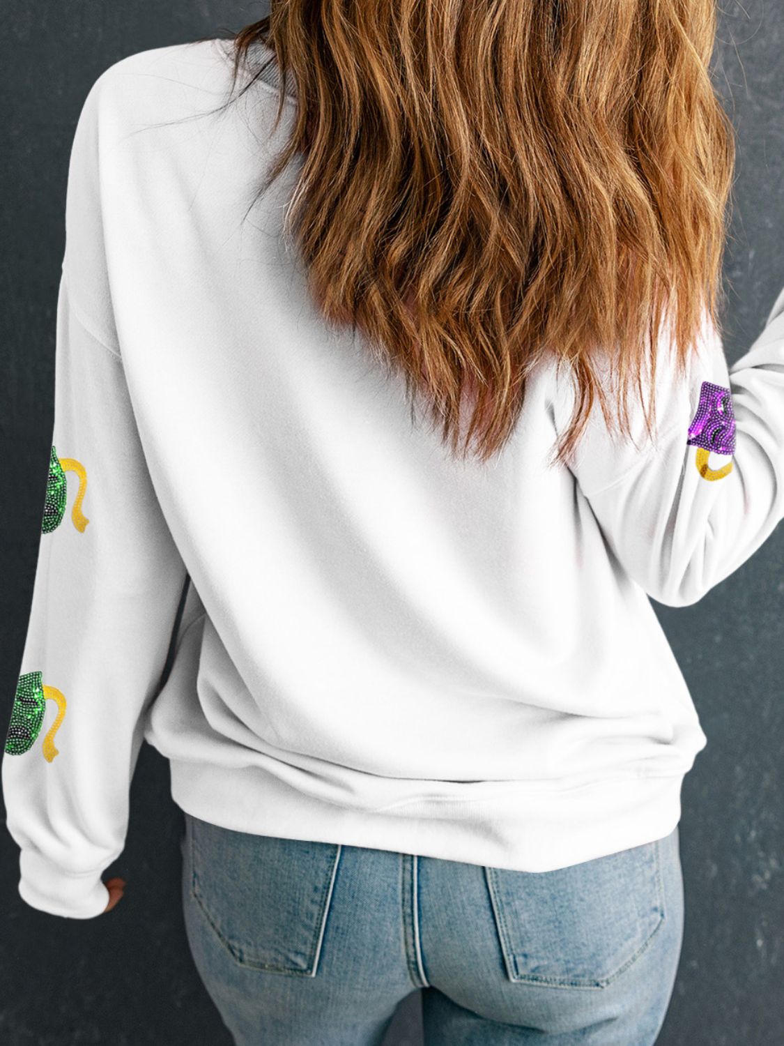 Sequin Round Neck Long Sleeve Sweatshirt-TOPS / DRESSES-[Adult]-[Female]-2022 Online Blue Zone Planet