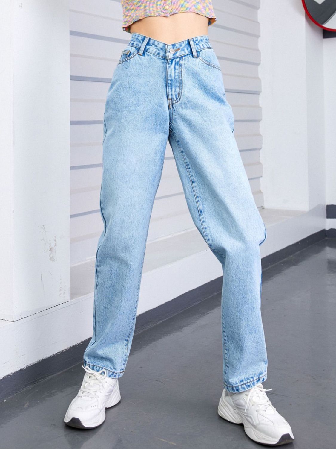 Straight Leg Jeans with Pockets-BOTTOMS SIZES SMALL MEDIUM LARGE-[Adult]-[Female]-2022 Online Blue Zone Planet