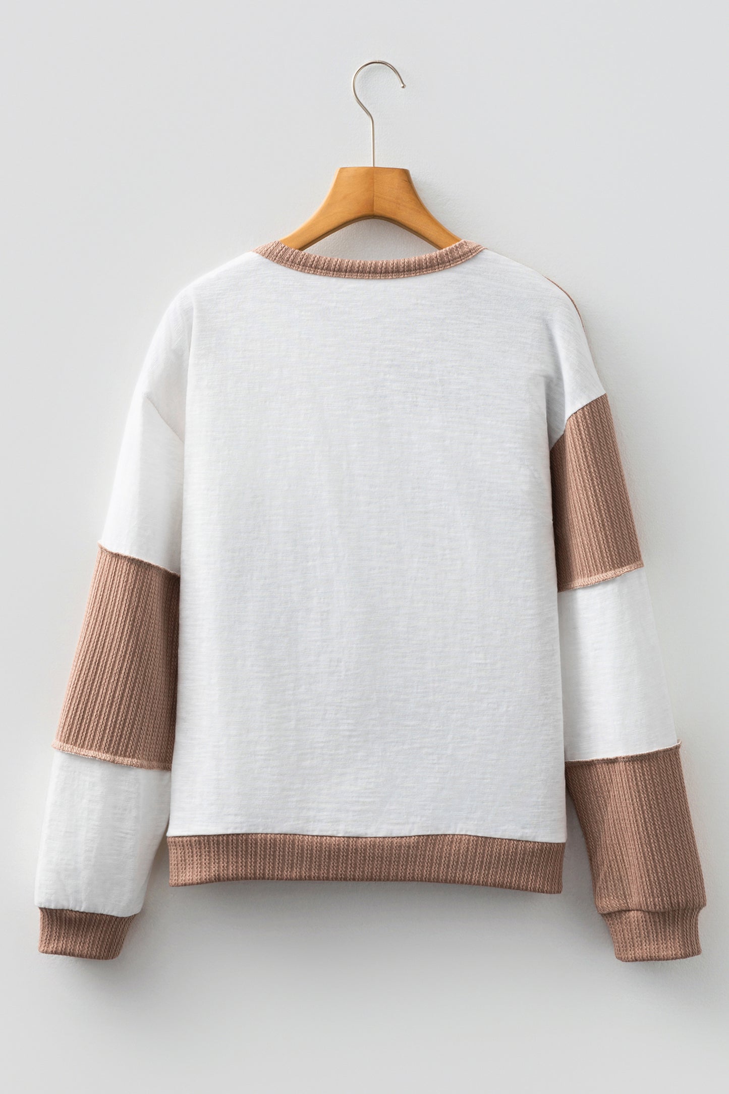 Dark Khaki Colorblock Checkered Raw Seamed Round Neck Knitted Jumper-Tops/Long Sleeve Tops-[Adult]-[Female]-2022 Online Blue Zone Planet