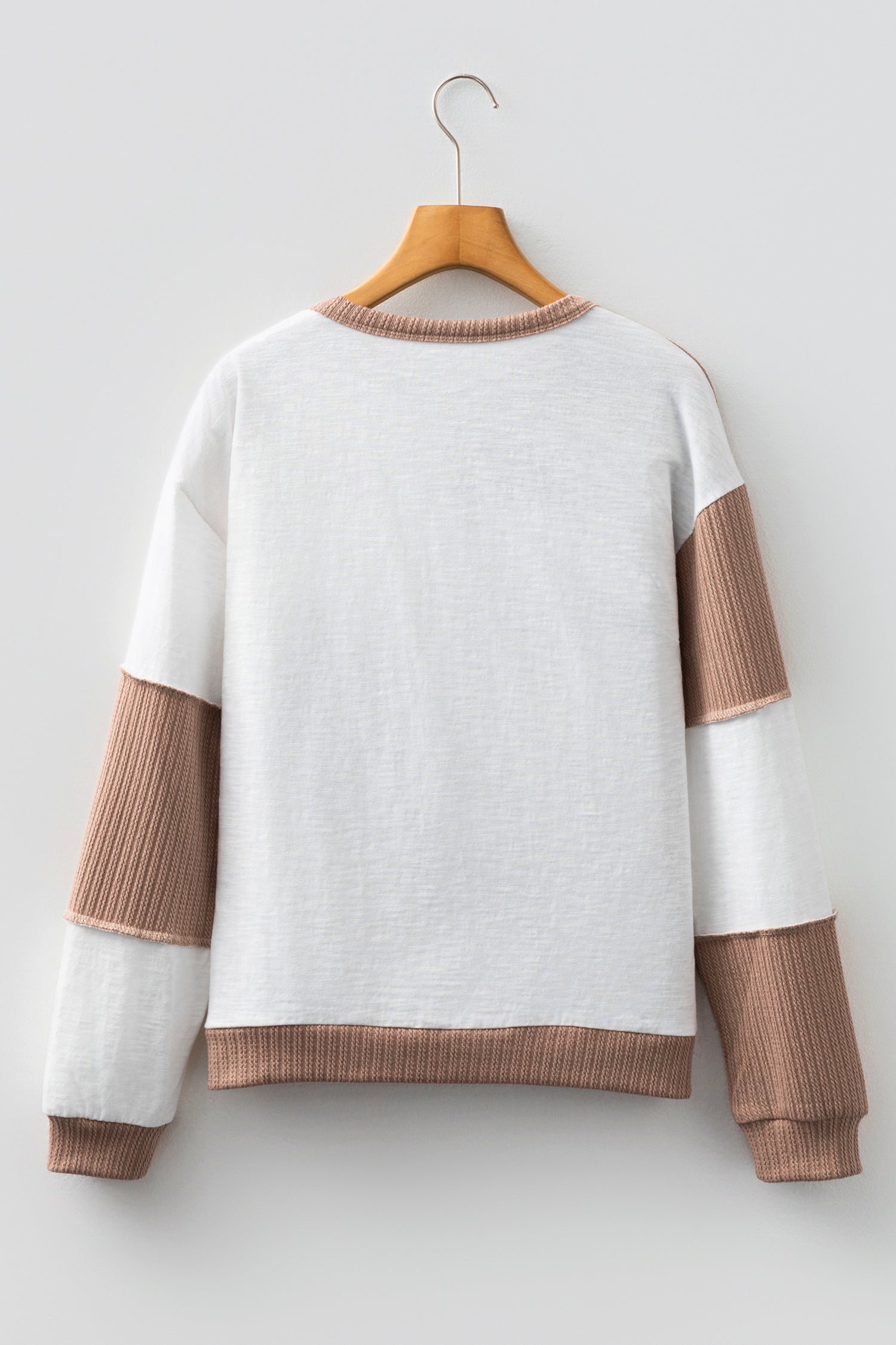 Dark Khaki Colorblock Checkered Raw Seamed Round Neck Knitted Jumper-Tops/Long Sleeve Tops-[Adult]-[Female]-2022 Online Blue Zone Planet