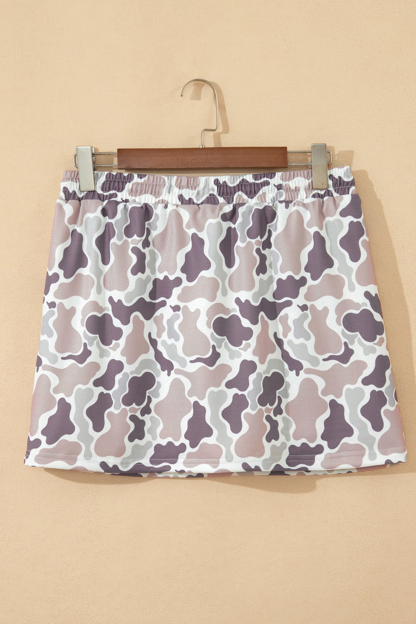 Sky Blue Abstract Camo Elastic Waist Drawstring Mini Skort-Bottoms/Skirts & Petticoat-[Adult]-[Female]-2022 Online Blue Zone Planet