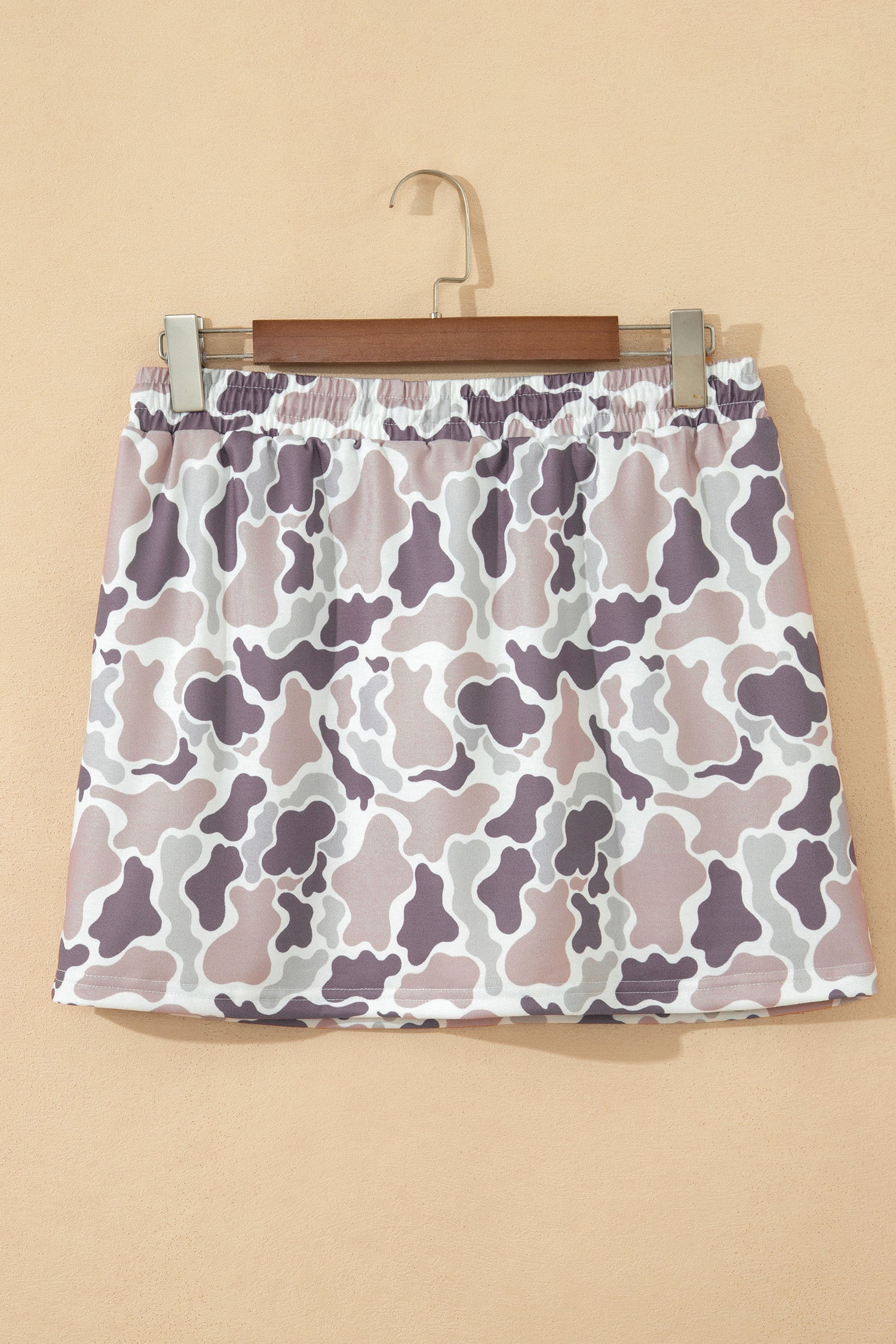 Sky Blue Abstract Camo Elastic Waist Drawstring Mini Skort-Bottoms/Skirts & Petticoat-[Adult]-[Female]-2022 Online Blue Zone Planet