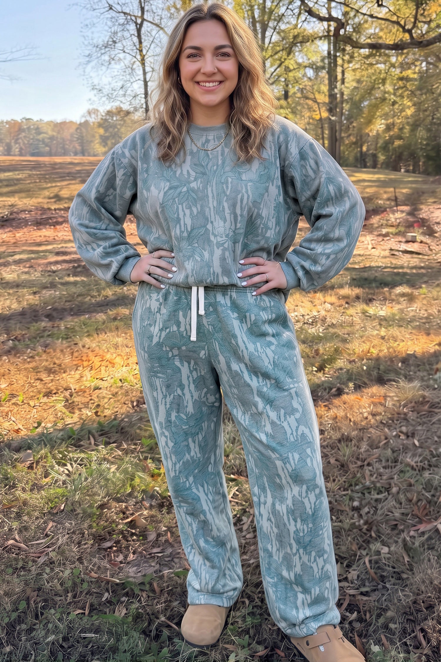 Multicolour Abstract Botanical Print Plus Size Pullover Drawstring Pants Set-Plus Size/Plus Size Loungewear-[Adult]-[Female]-2022 Online Blue Zone Planet