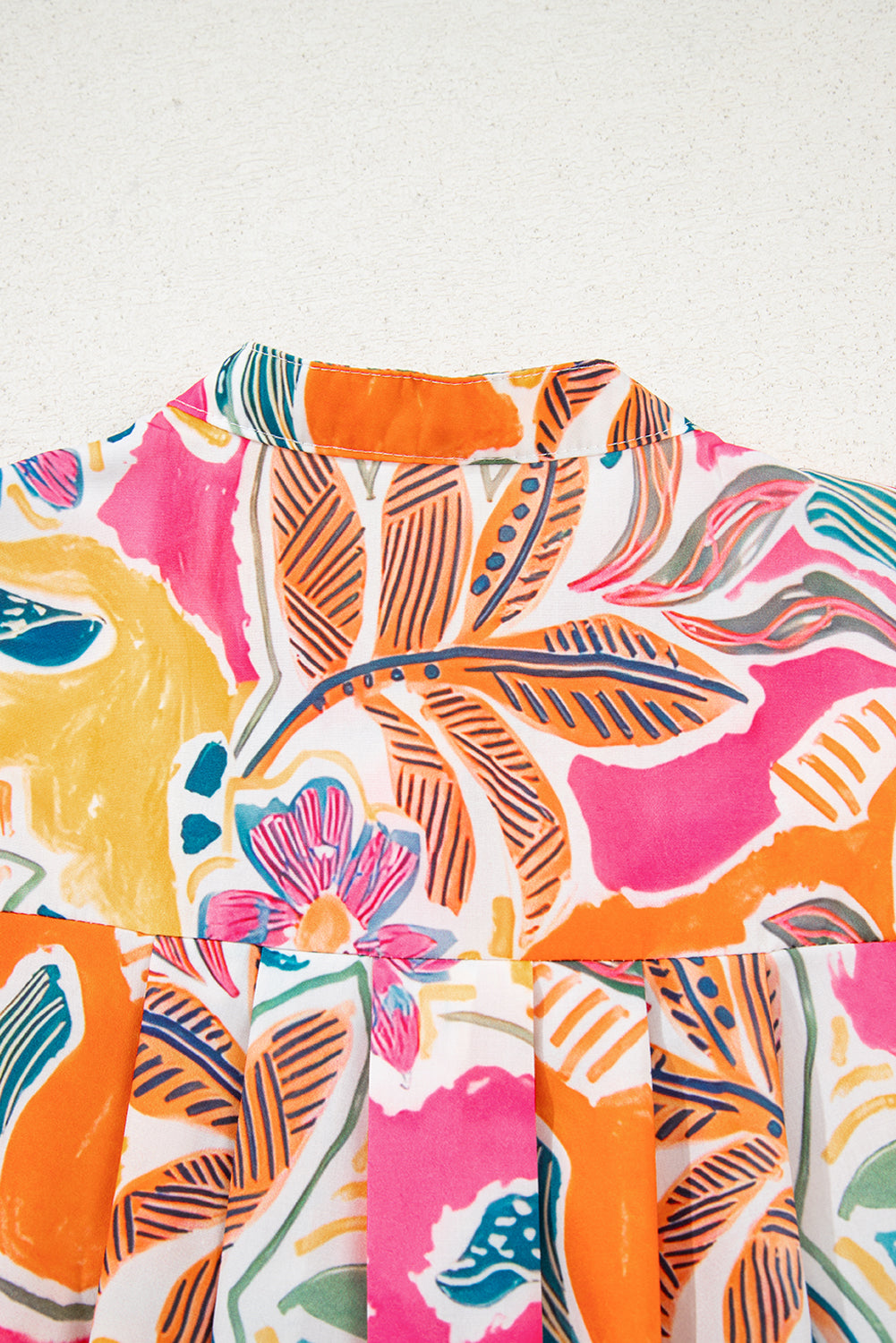 Rose Tropical Vacation Vibe Printed Button Up Short Sleeve Shirt-Tops/Blouses & Shirts-[Adult]-[Female]-2022 Online Blue Zone Planet
