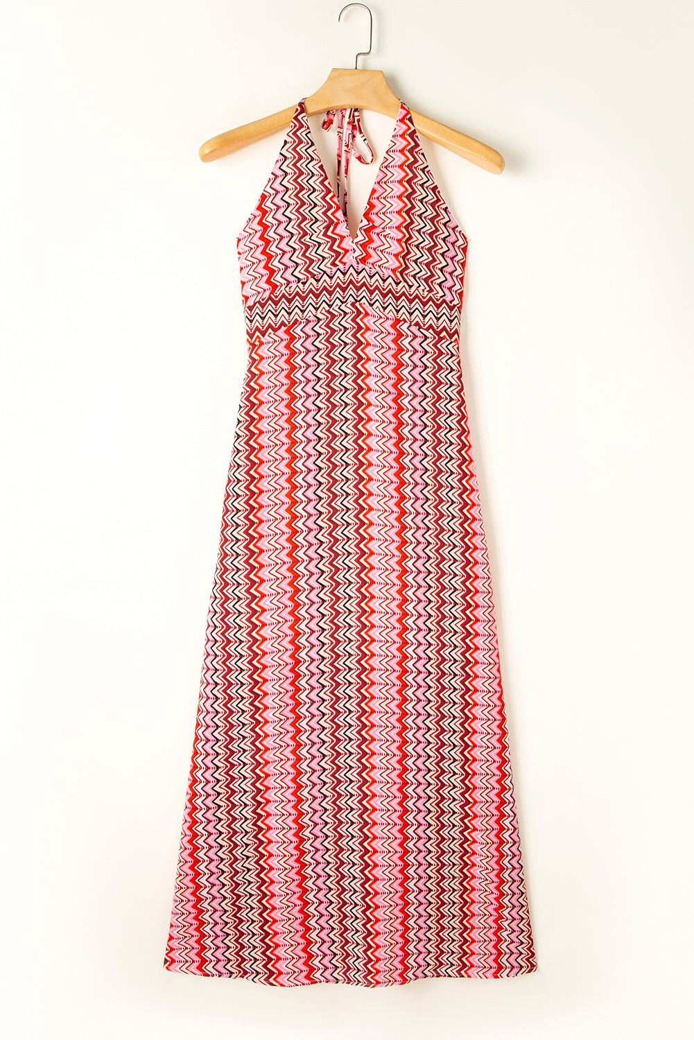 Red Halter Neck Tribal Boho Printed Backless Maxi Dress-Dresses/Maxi Dresses-[Adult]-[Female]-2022 Online Blue Zone Planet