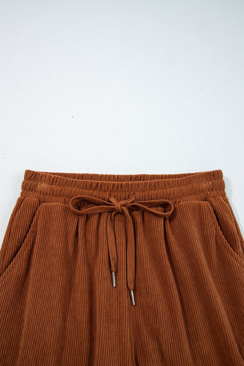 Chestnut Drawstring Elastic Waist Casual Corduroy Pants-TOPS / DRESSES-[Adult]-[Female]-2022 Online Blue Zone Planet