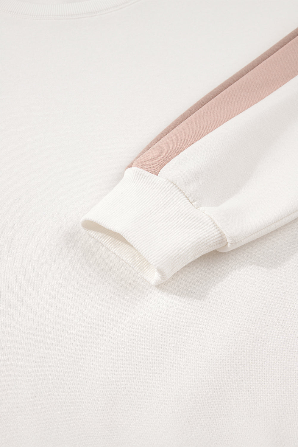White Color Block Patchwork Drop Shoulder Pullover Casual Shorts 2pcs Outfit-Two Piece Sets/Short Sets-[Adult]-[Female]-2022 Online Blue Zone Planet
