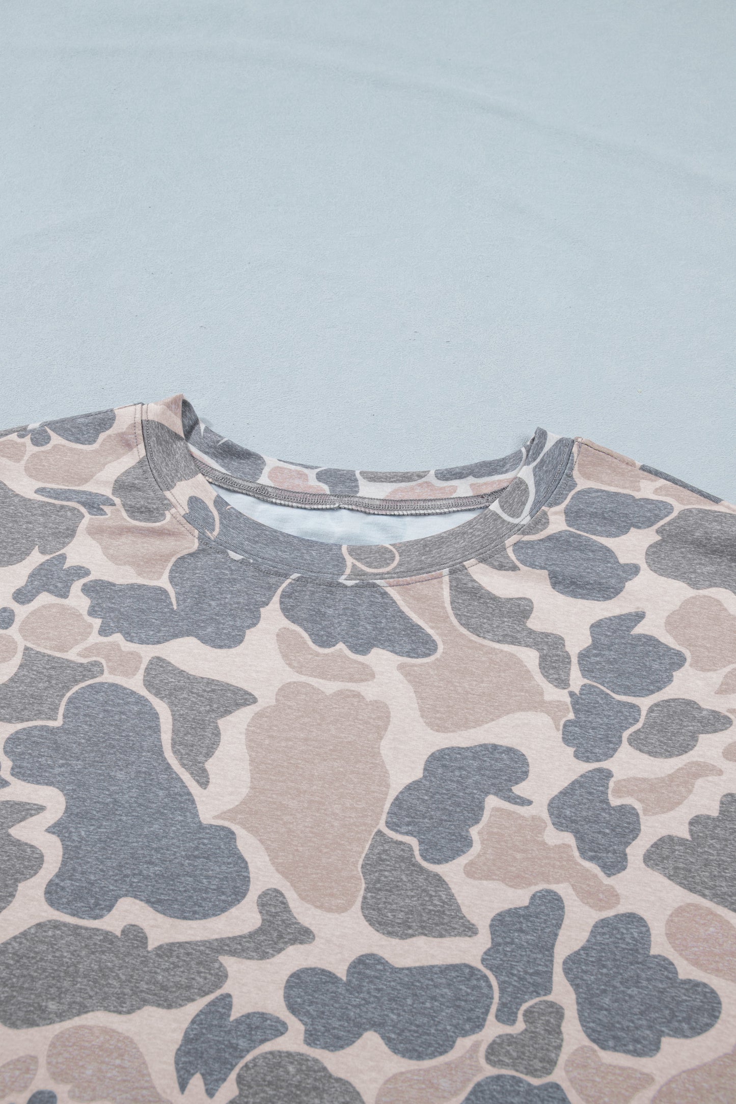 Multicolour Retro Camouflage Print Plus Size T Shirt-Plus Size/Plus Size Tops/Plus Size Tops & Tees-[Adult]-[Female]-2022 Online Blue Zone Planet