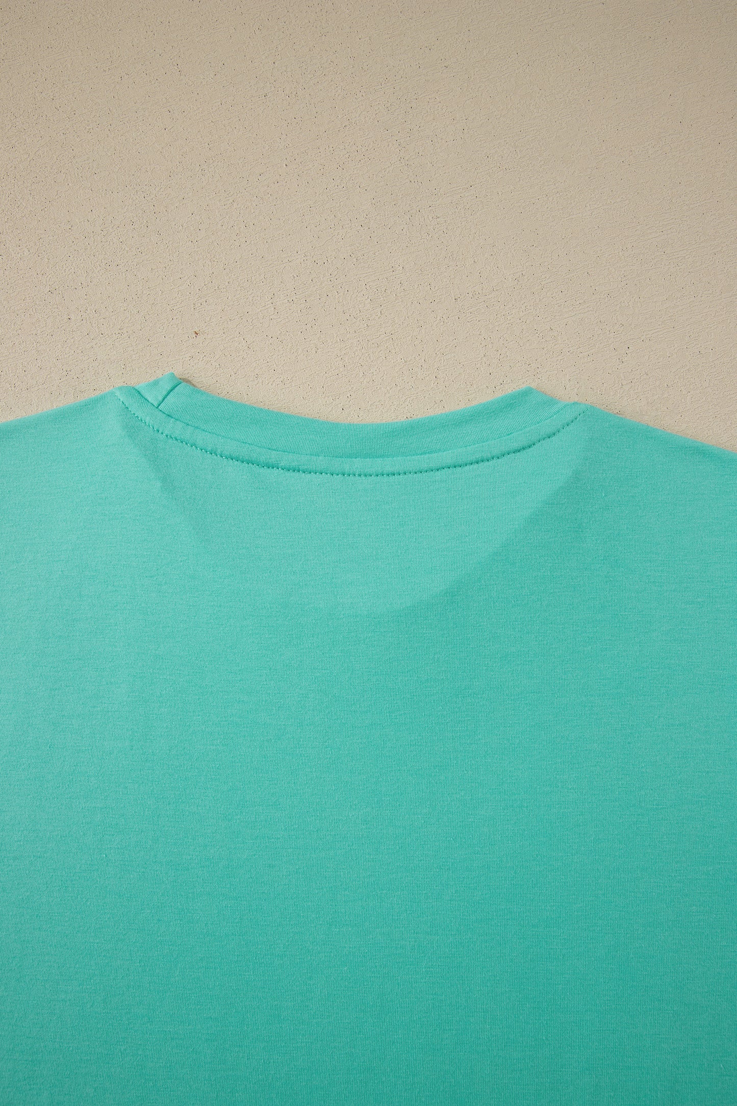 Mint Green Casual Plain Crew Neck Tee-Tops/Tops & Tees-[Adult]-[Female]-2022 Online Blue Zone Planet