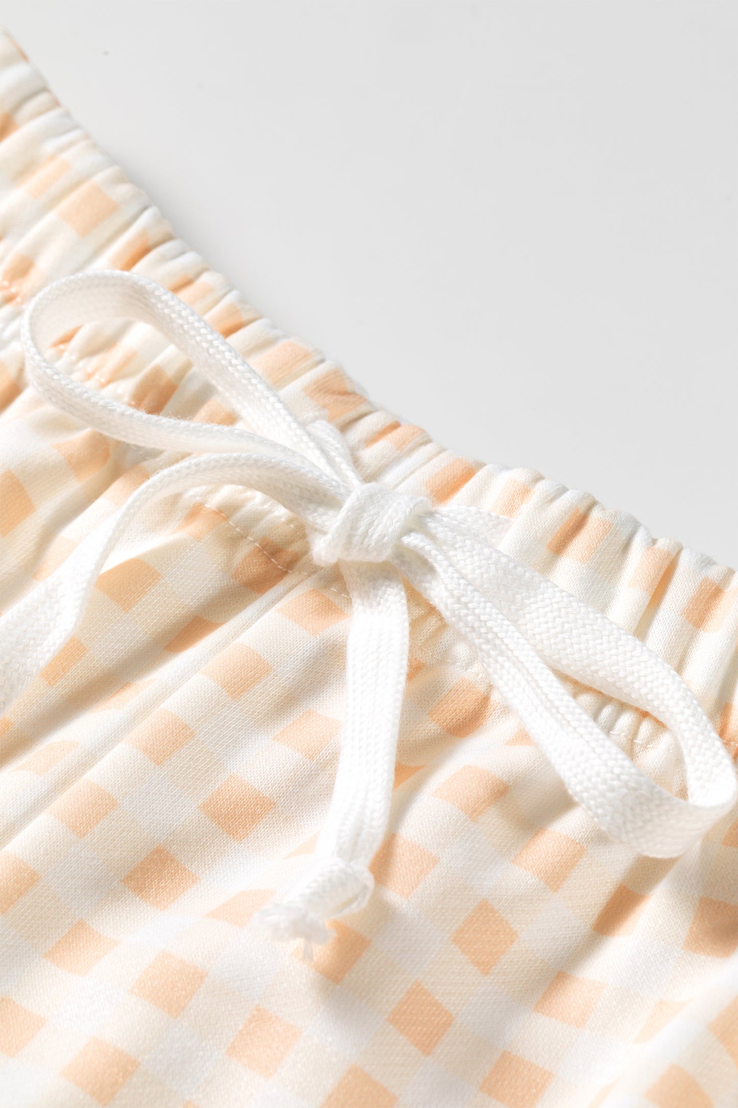 Yellow Plaid Baggy Pullover Drawstring Casual Shorts 2pcs Outfit-Two Piece Sets/Short Sets-[Adult]-[Female]-2022 Online Blue Zone Planet