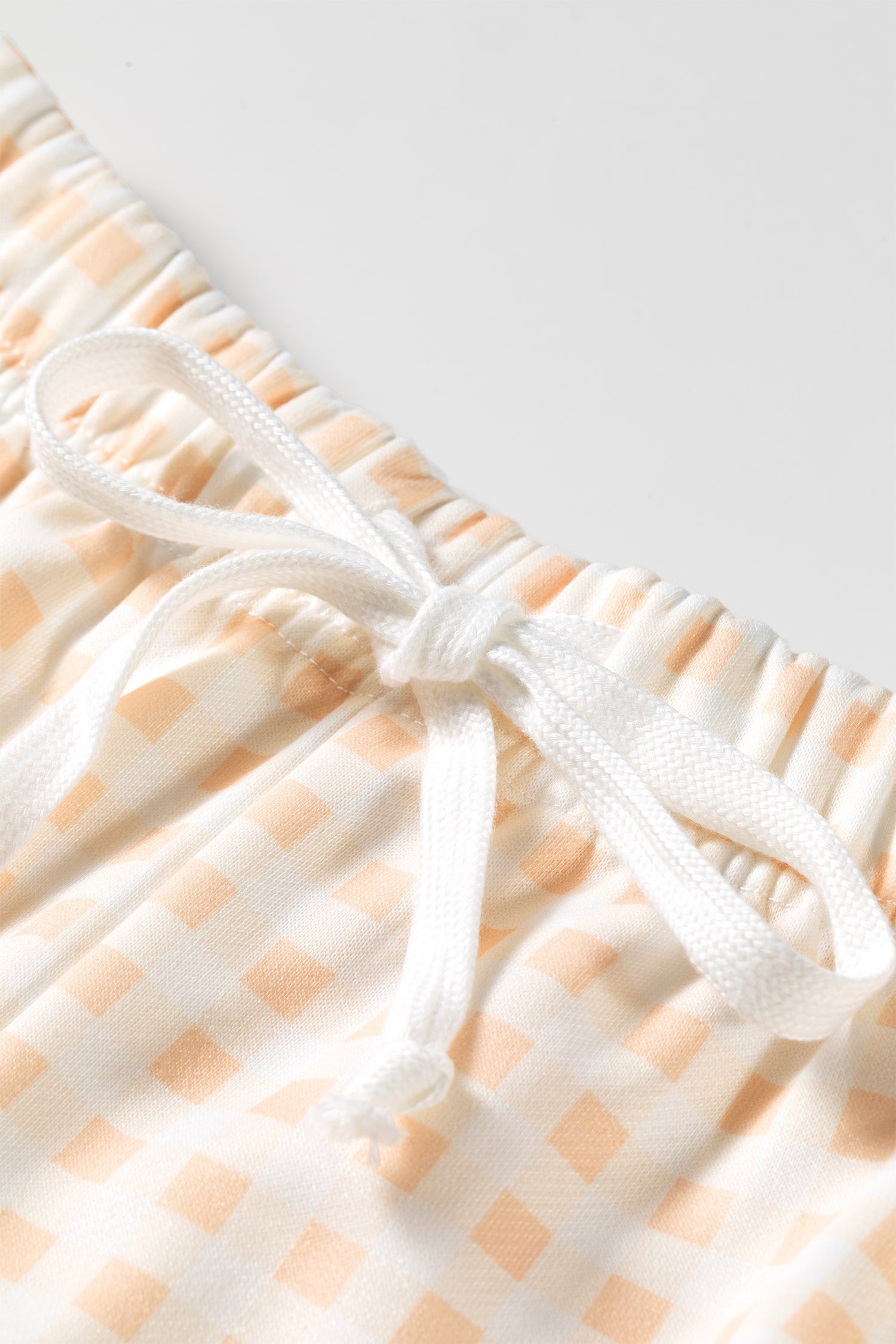 Yellow Plaid Baggy Pullover Drawstring Casual Shorts 2pcs Outfit-Two Piece Sets/Short Sets-[Adult]-[Female]-2022 Online Blue Zone Planet